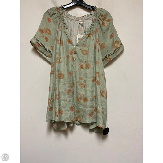 Top Short Sleeve By Wonderly In Green & Orange, Size: 2x