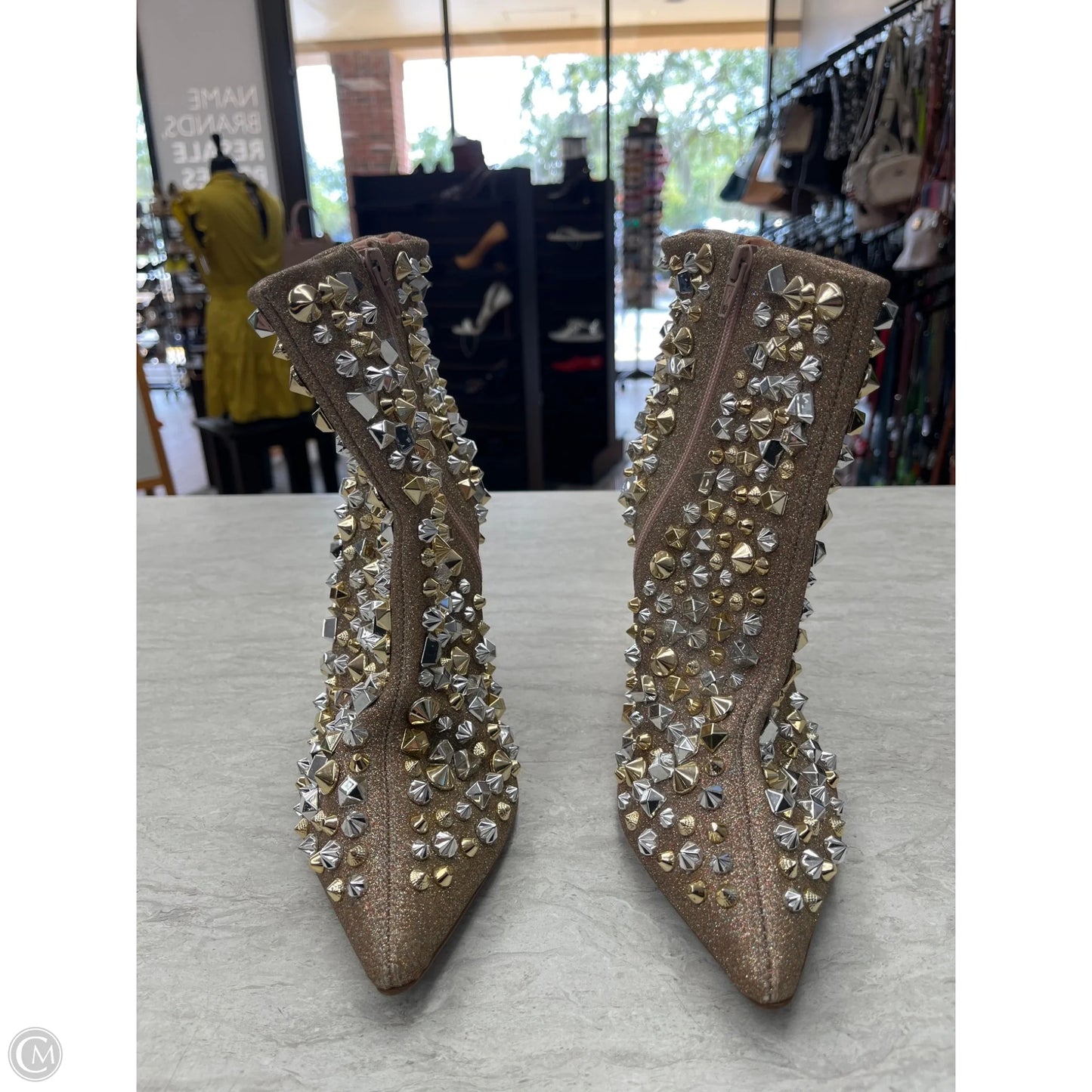 Boots Ankle Heels By Clothes Mentor In Gold, Size: 8