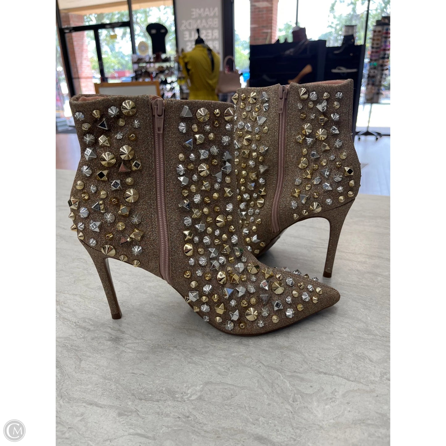 Boots Ankle Heels By Clothes Mentor In Gold, Size: 8