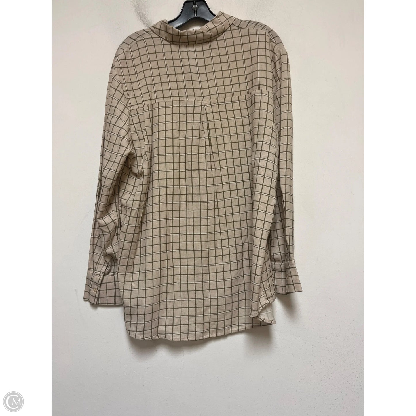 Top Long Sleeve By Primark In Checkered Pattern, Size: Xs