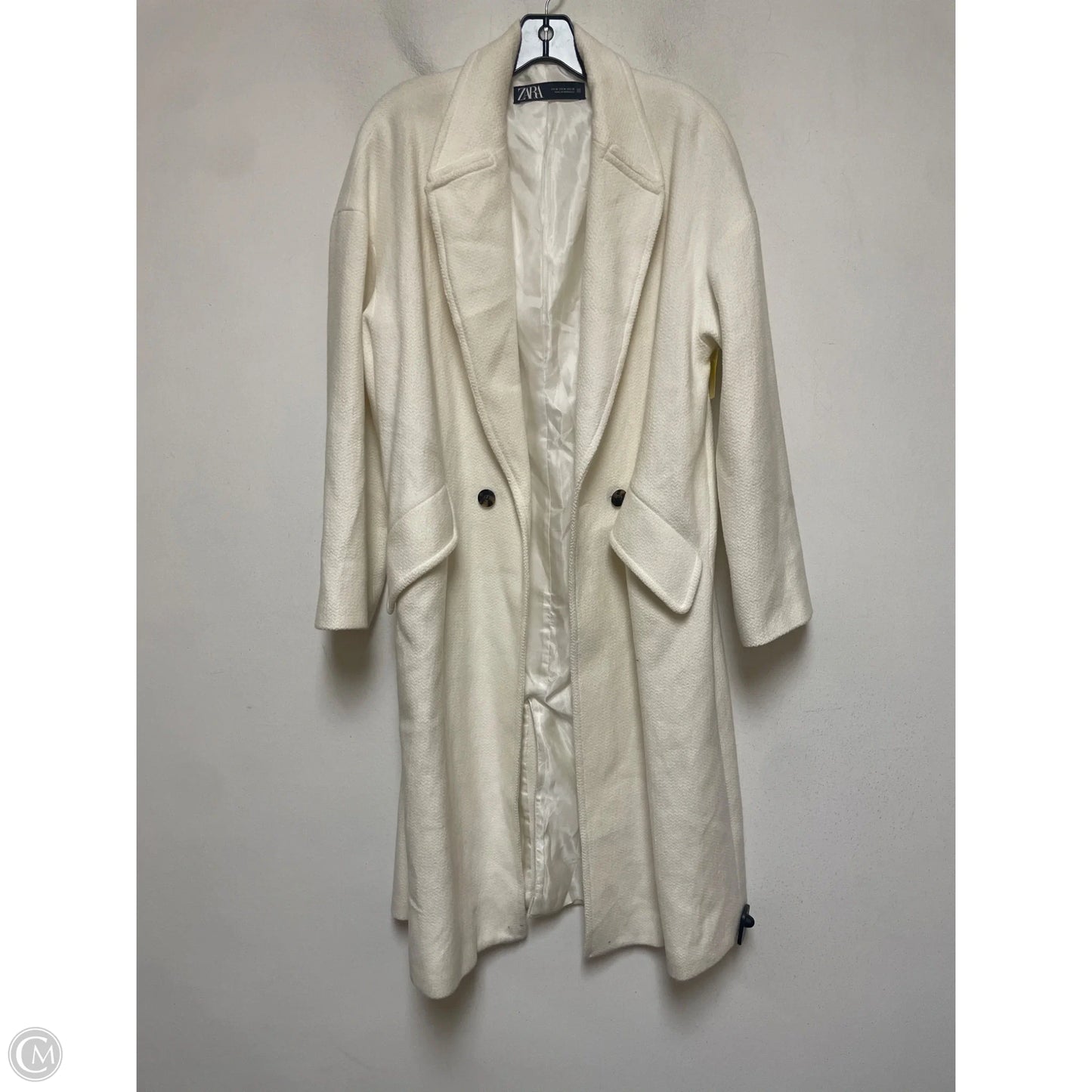 Coat Peacoat By Zara In Cream, Size: M