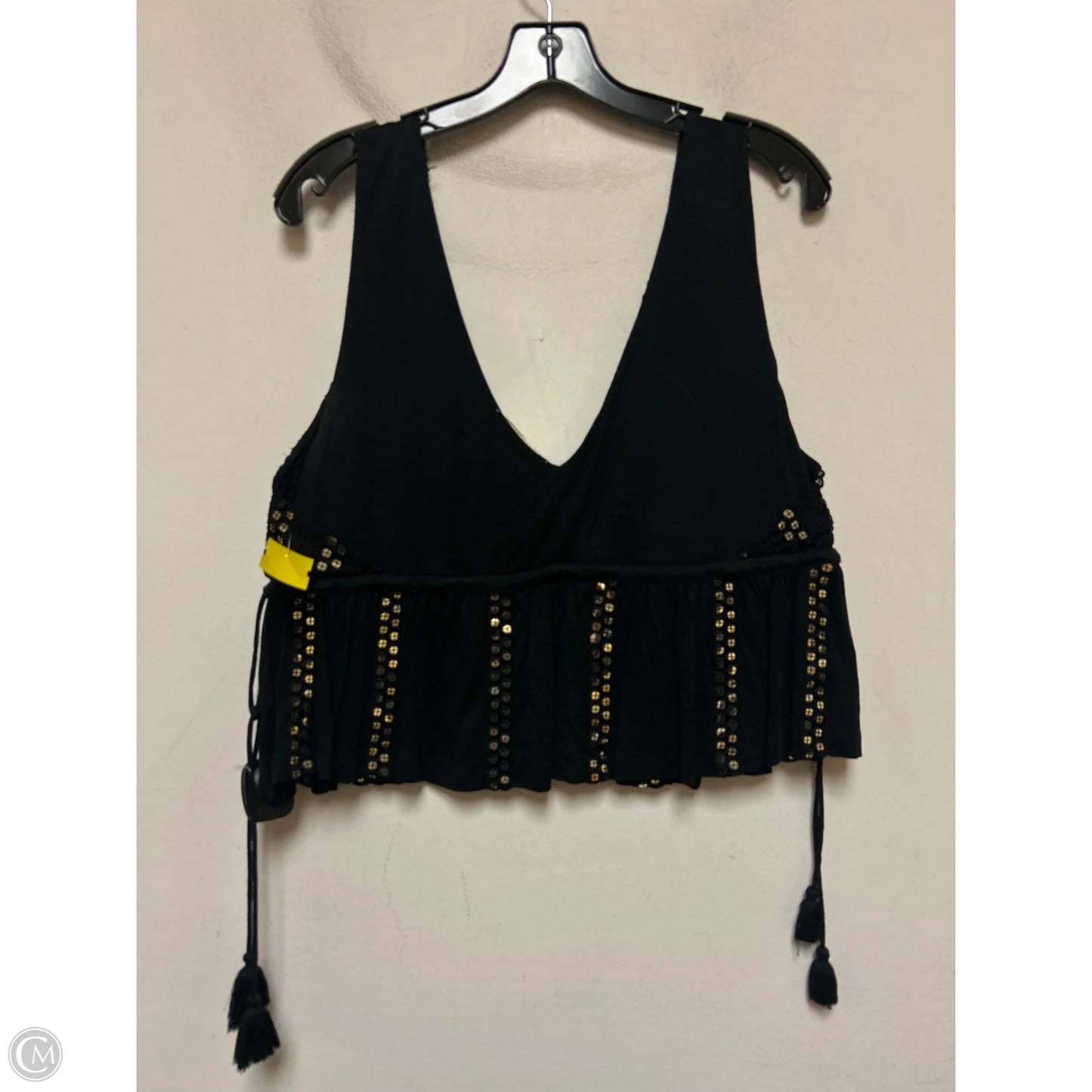 Top Sleeveless By Forever That Girl In Black & Gold, Size: Xs