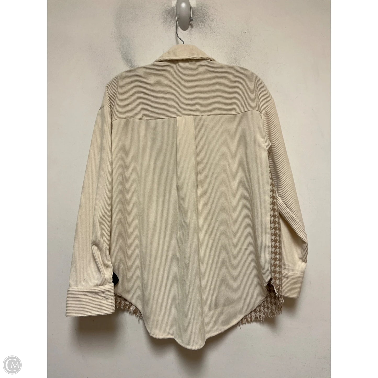 Jacket Shirt By Blu Pepper In Cream & Tan, Size: S