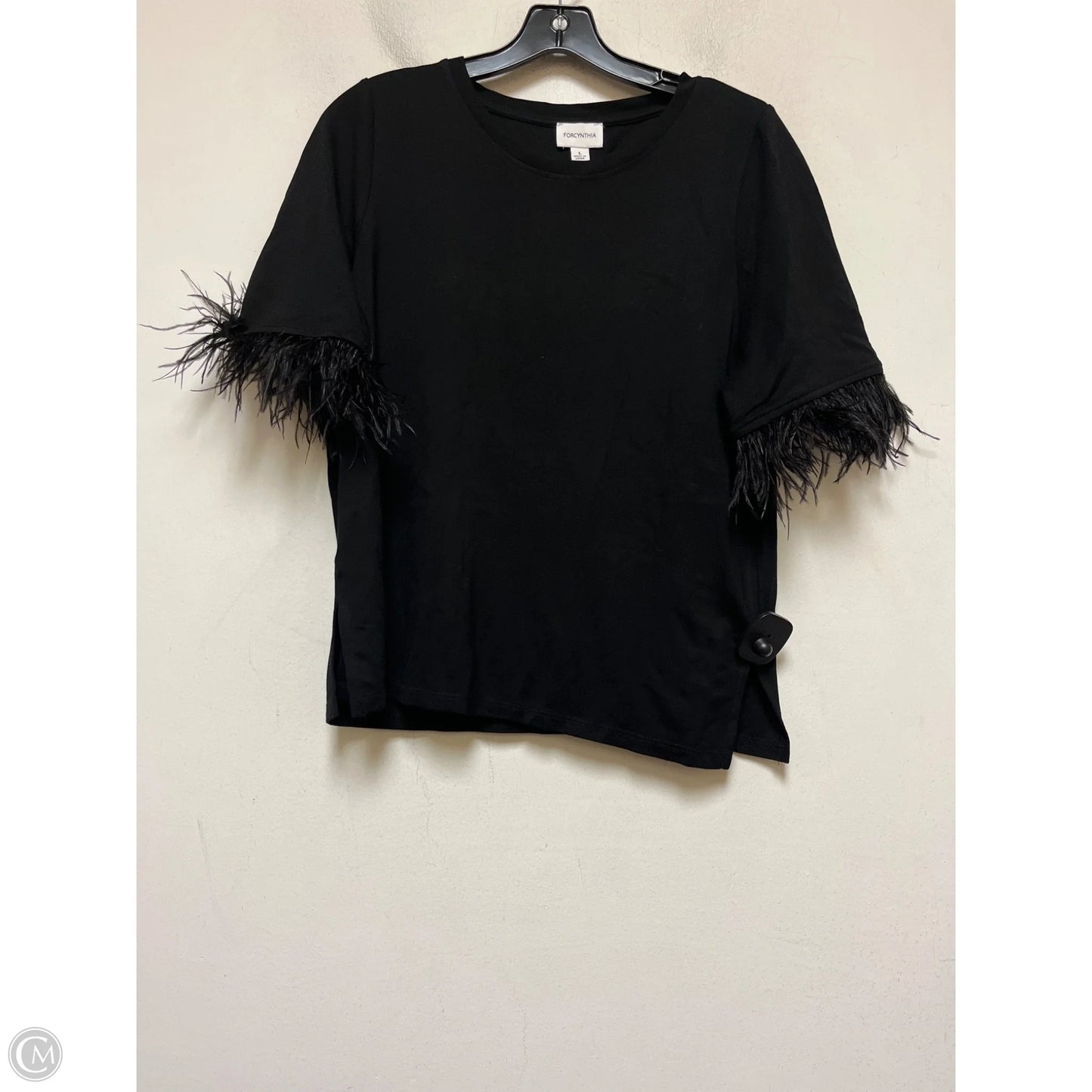 Top Short Sleeve By For Cynthia In Black, Size: L