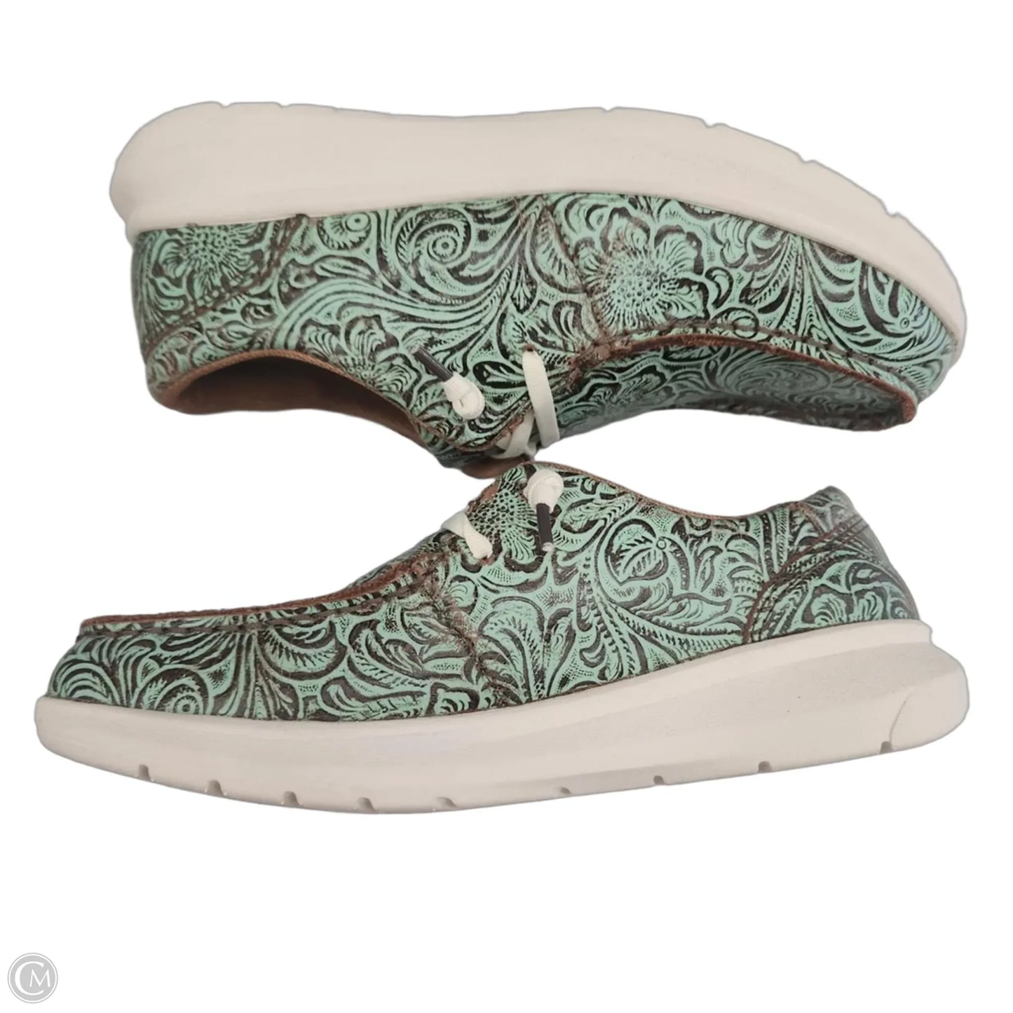Shoes Flats By Ariat In Brown & Green, Size: 7