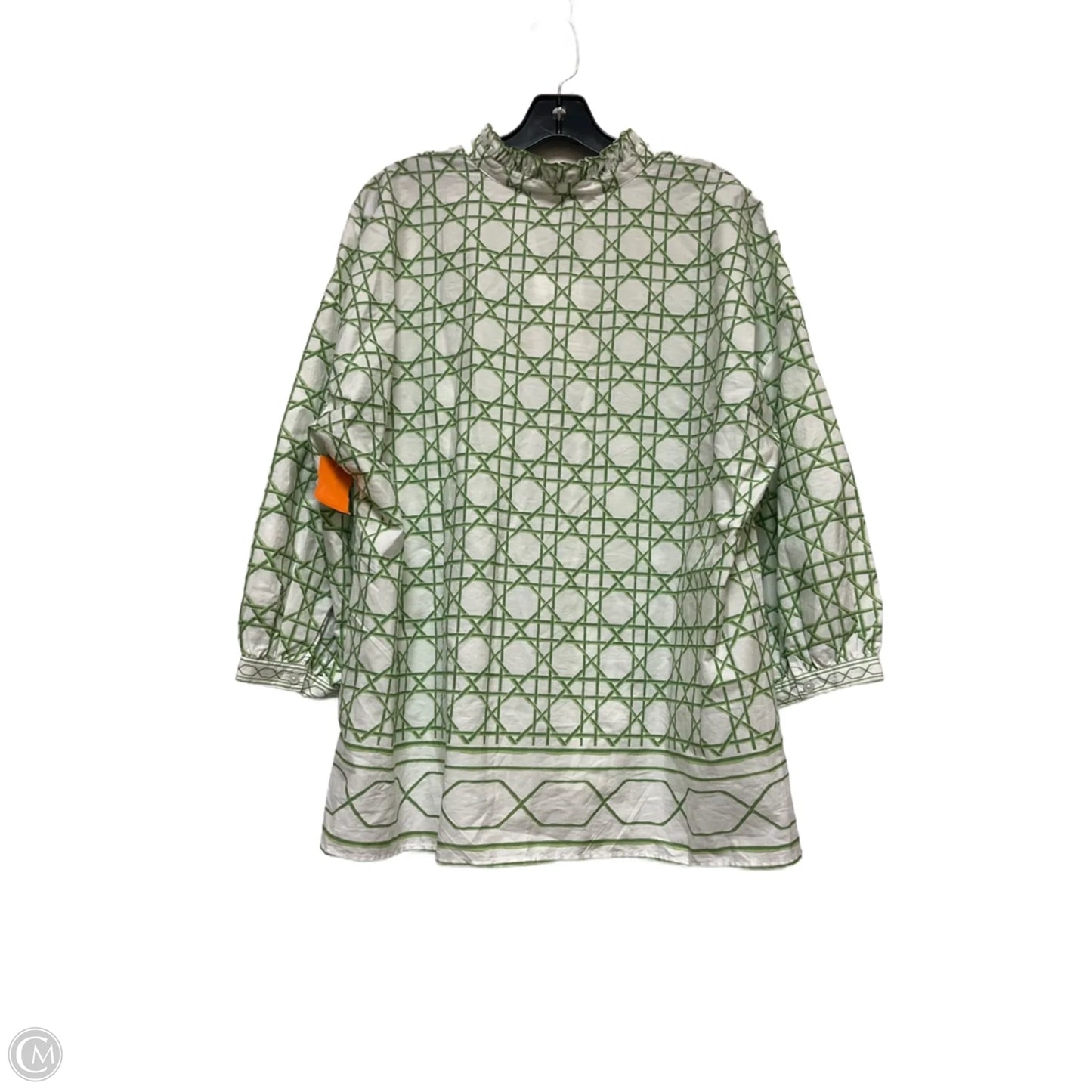 Top Long Sleeve By Crown And Ivy In Green & White, Size: Xl