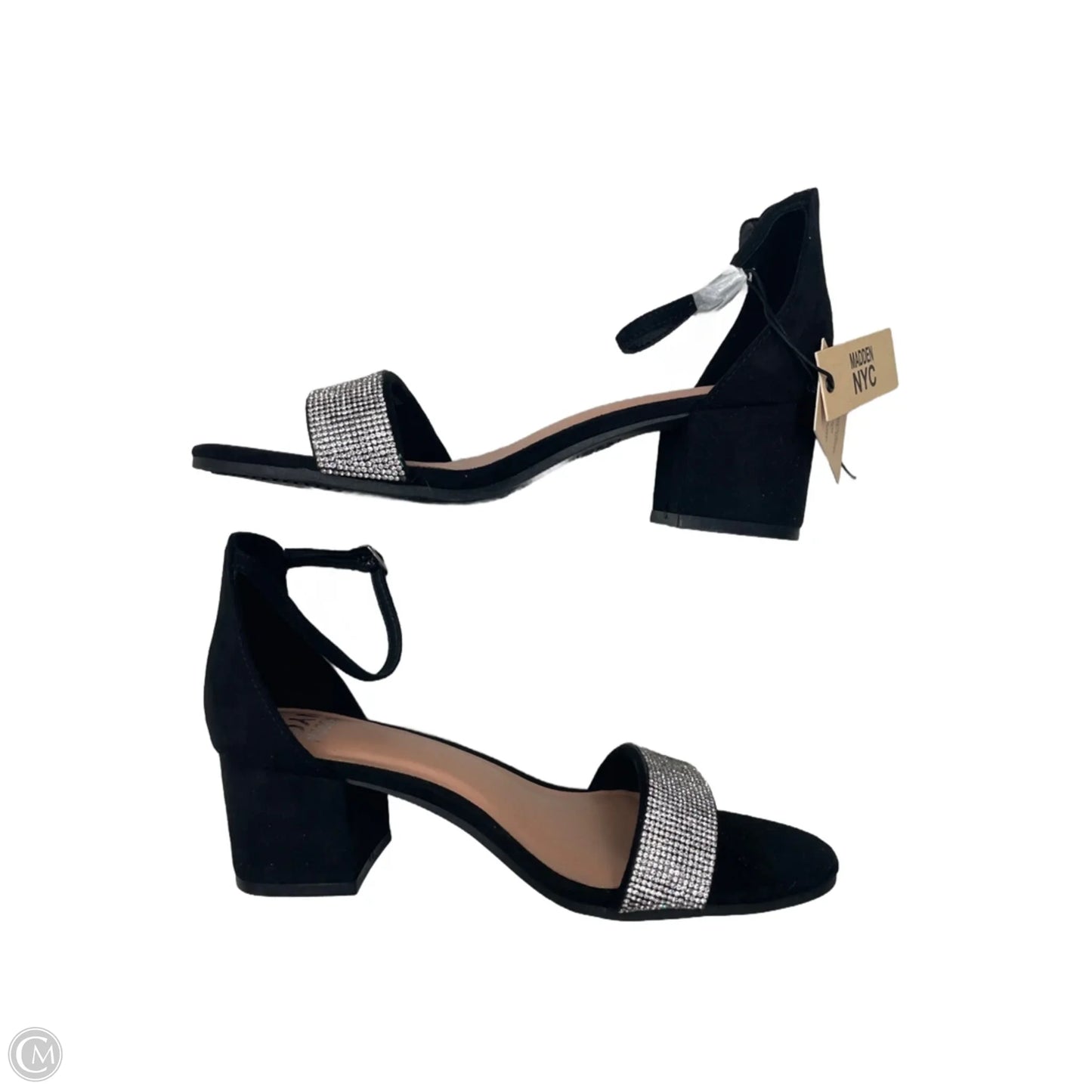 Sandals Heels Block By Madden Nyc In Black & Silver, Size: 9
