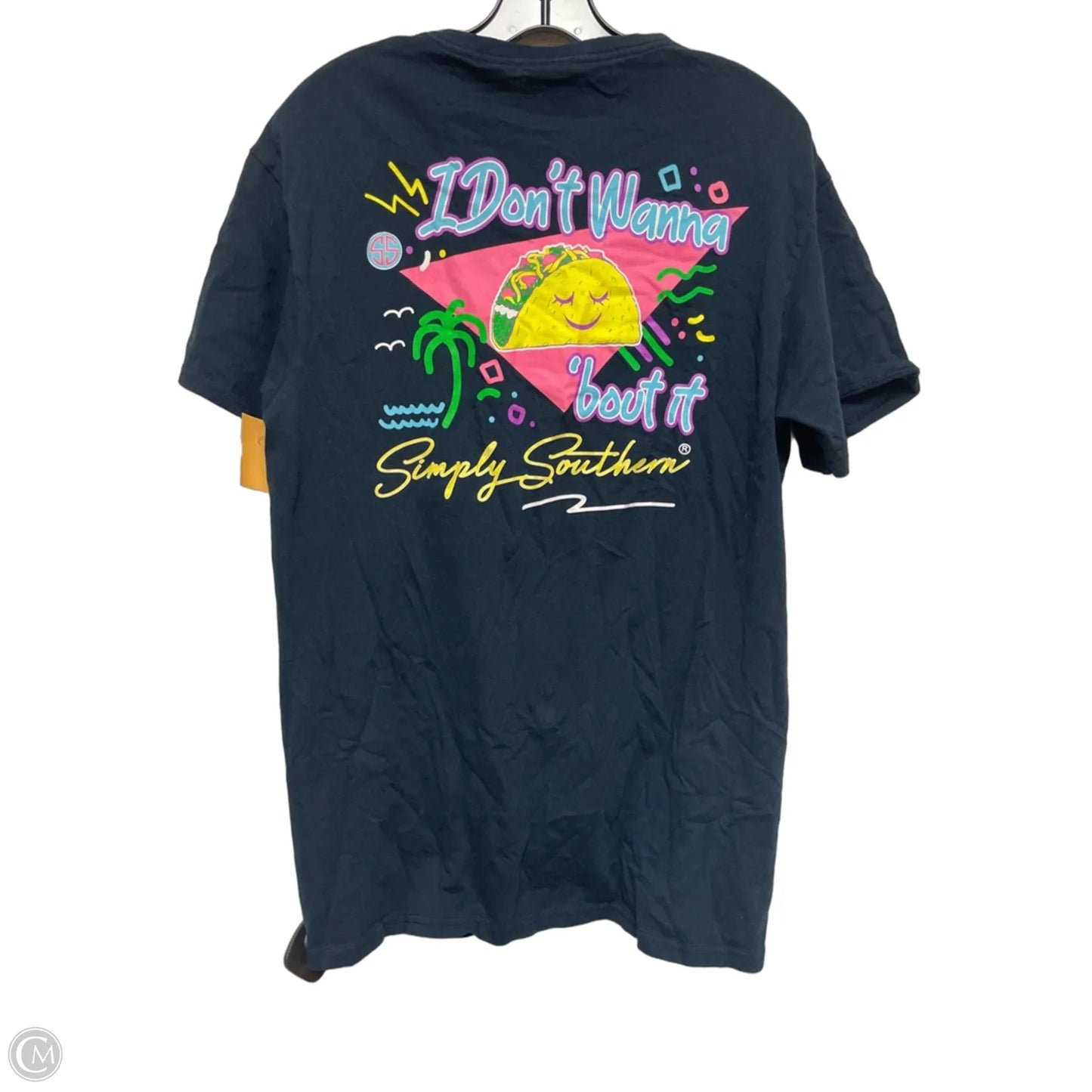 Top Short Sleeve By Simply Southern In Navy, Size: M