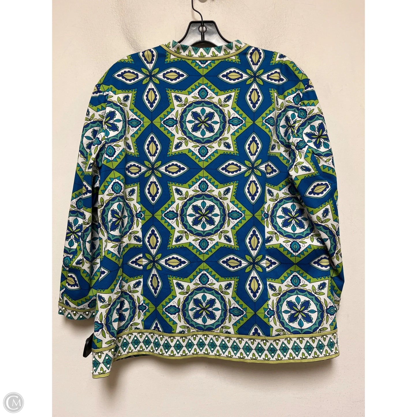 Blazer By Chicos In Blue & Green, Size: Xl