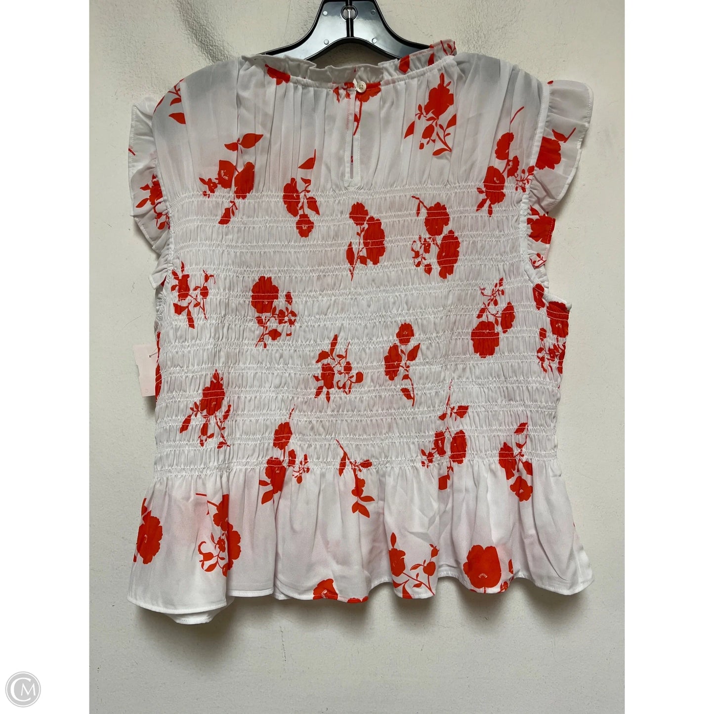 Top Sleeveless By Ann Taylor In Orange & White, Size: L