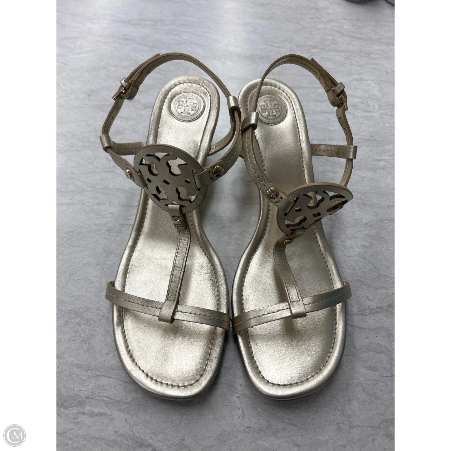Sandals Designer By Tory Burch In Gold, Size: 9.5
