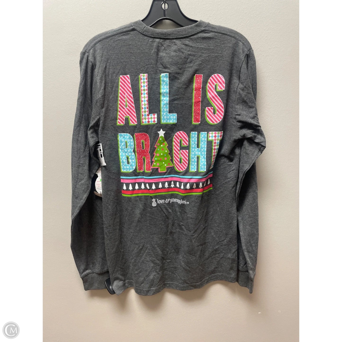 Top Long Sleeve Basic By Clothes Mentor In Green & Pink, Size: S