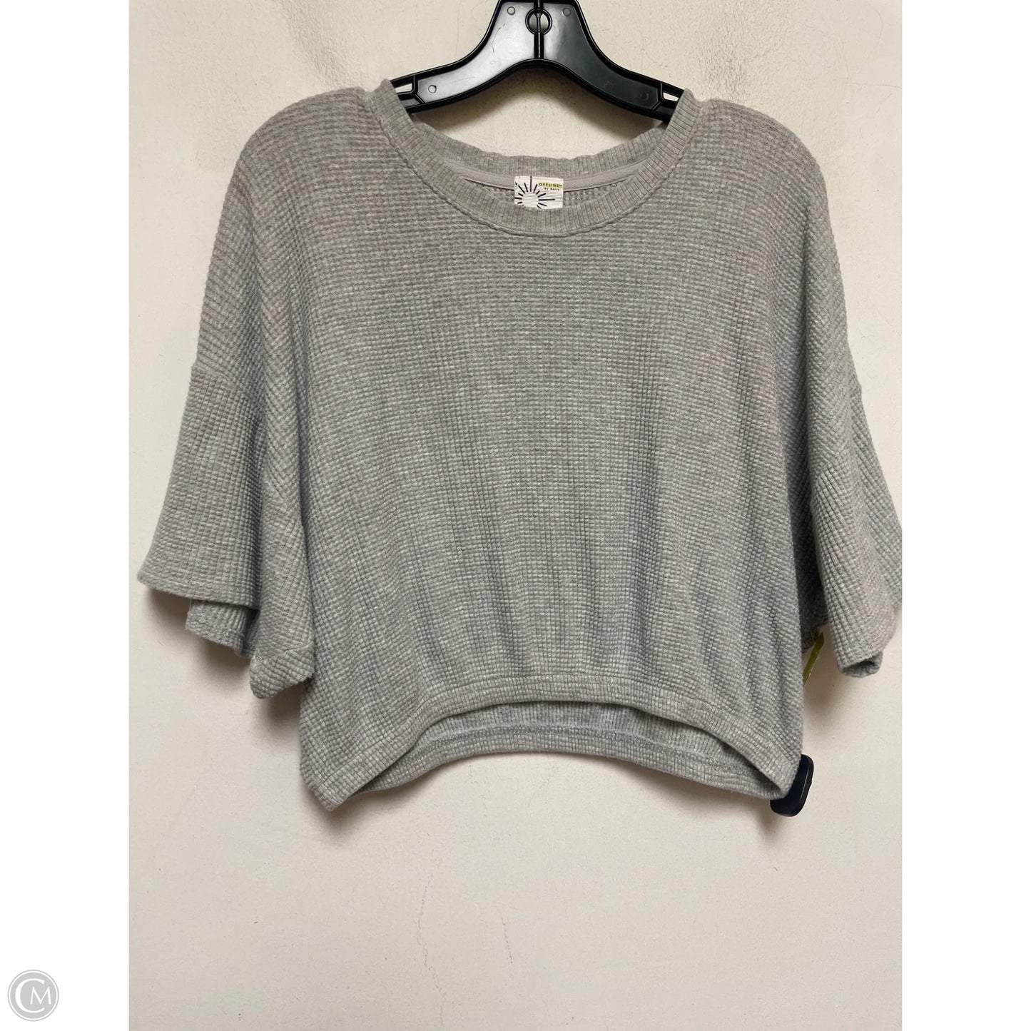 Athletic Top Short Sleeve By Aerie In Grey, Size: L