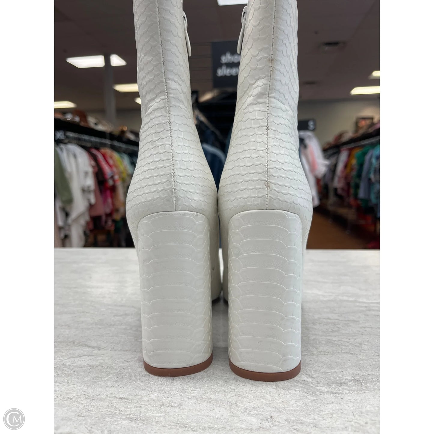 Boots Ankle Heels By Pretty Little Thing In White, Size: 6