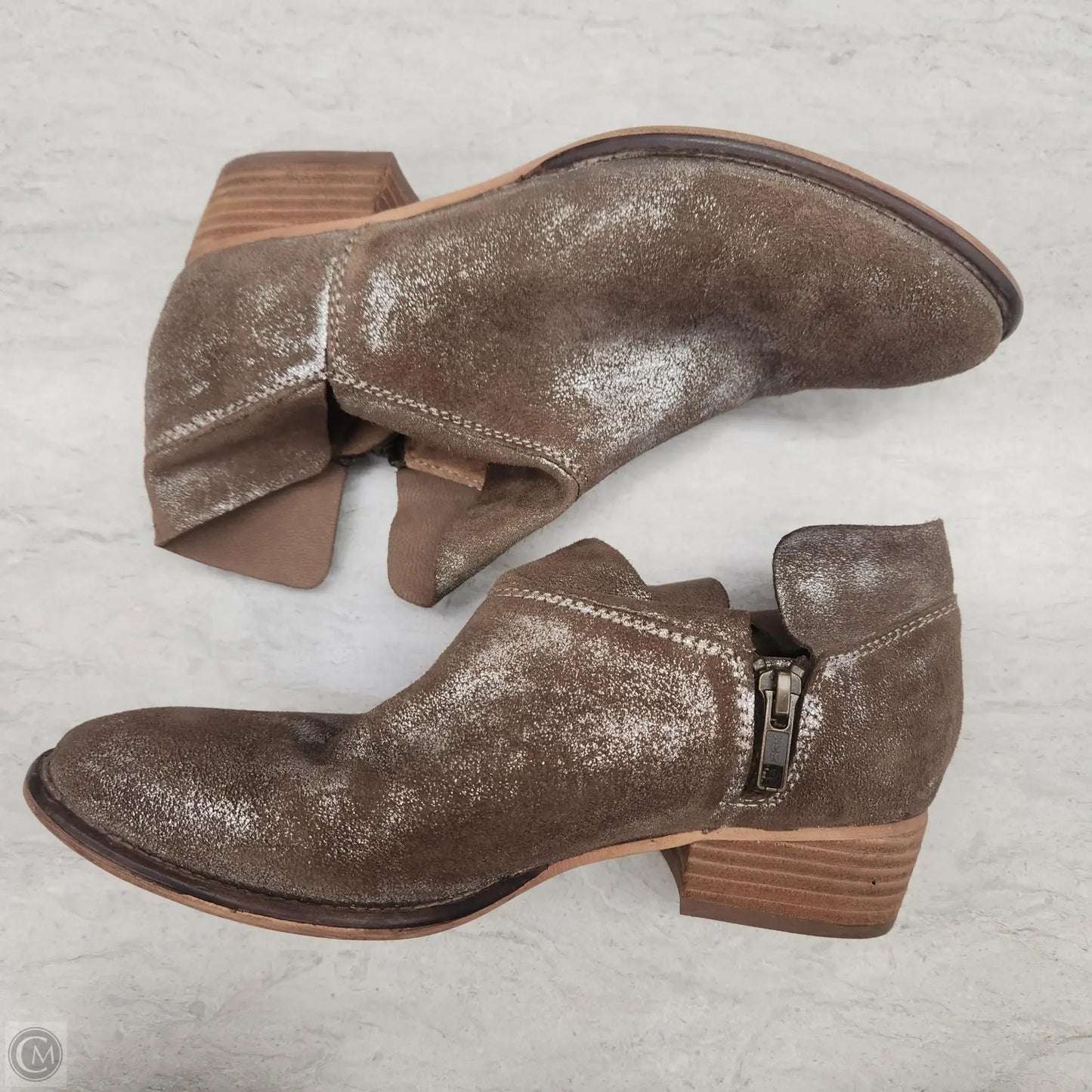 Boots Ankle Flats By Seychelles In Brown & Silver, Size: 6.5