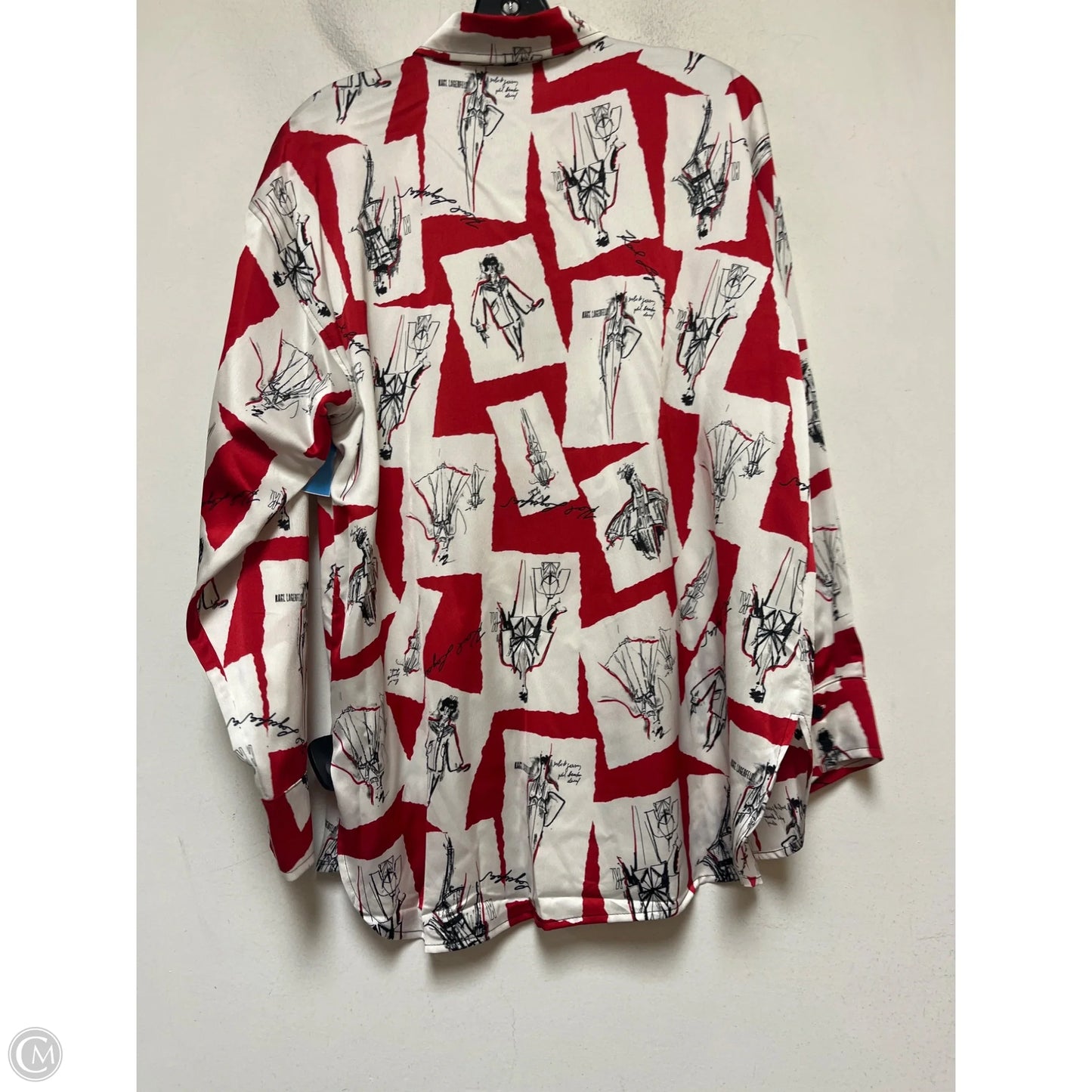 Top Long Sleeve Designer By Karl Lagerfeld In Red & White, Size: M