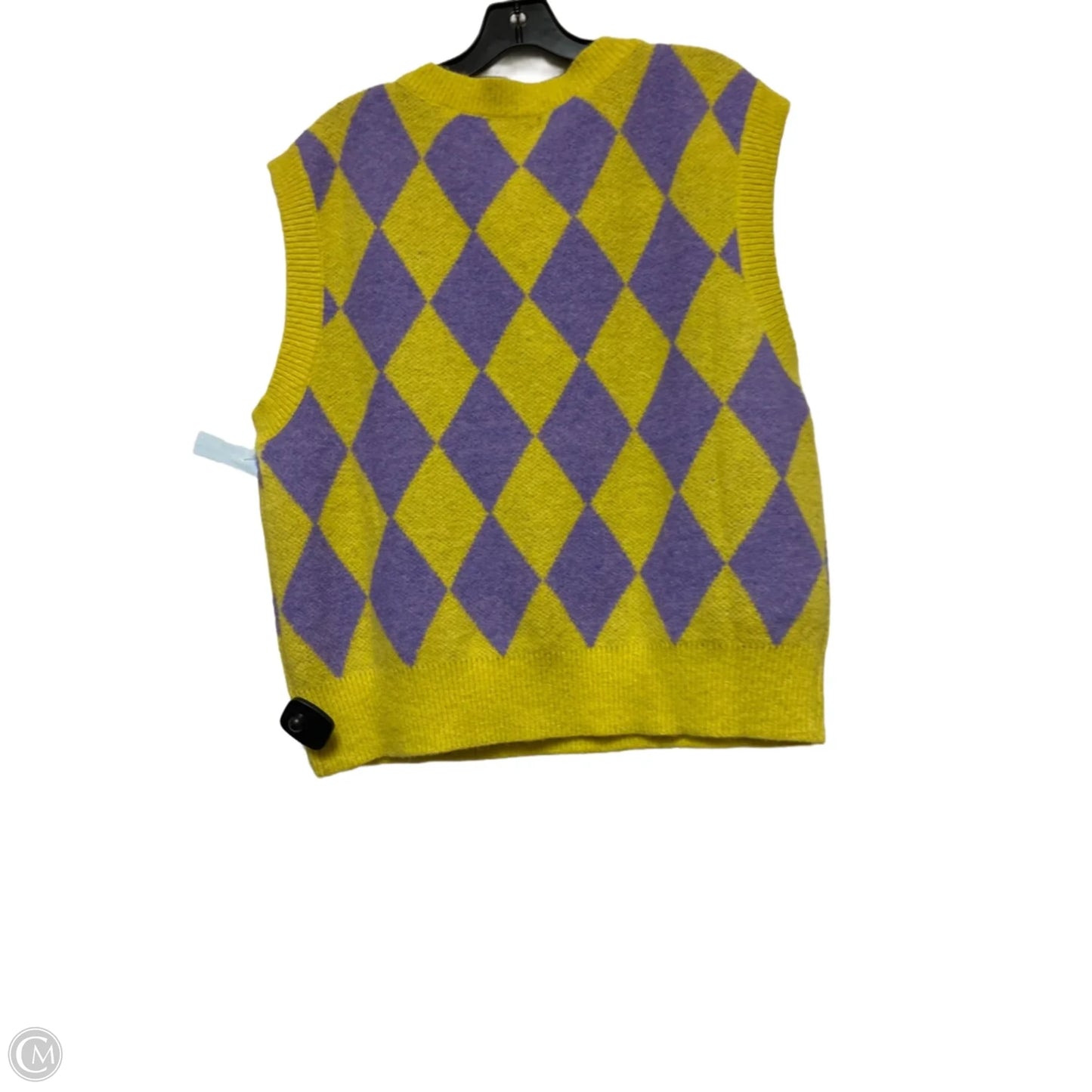 Vest Sweater By Ces Femme In Purple & Yellow, Size: S