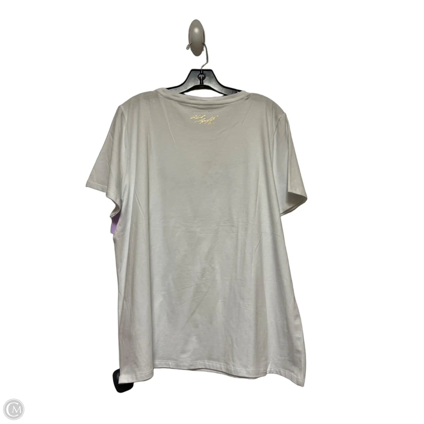 Top Short Sleeve Designer By Karl Lagerfeld In White, Size: Xl
