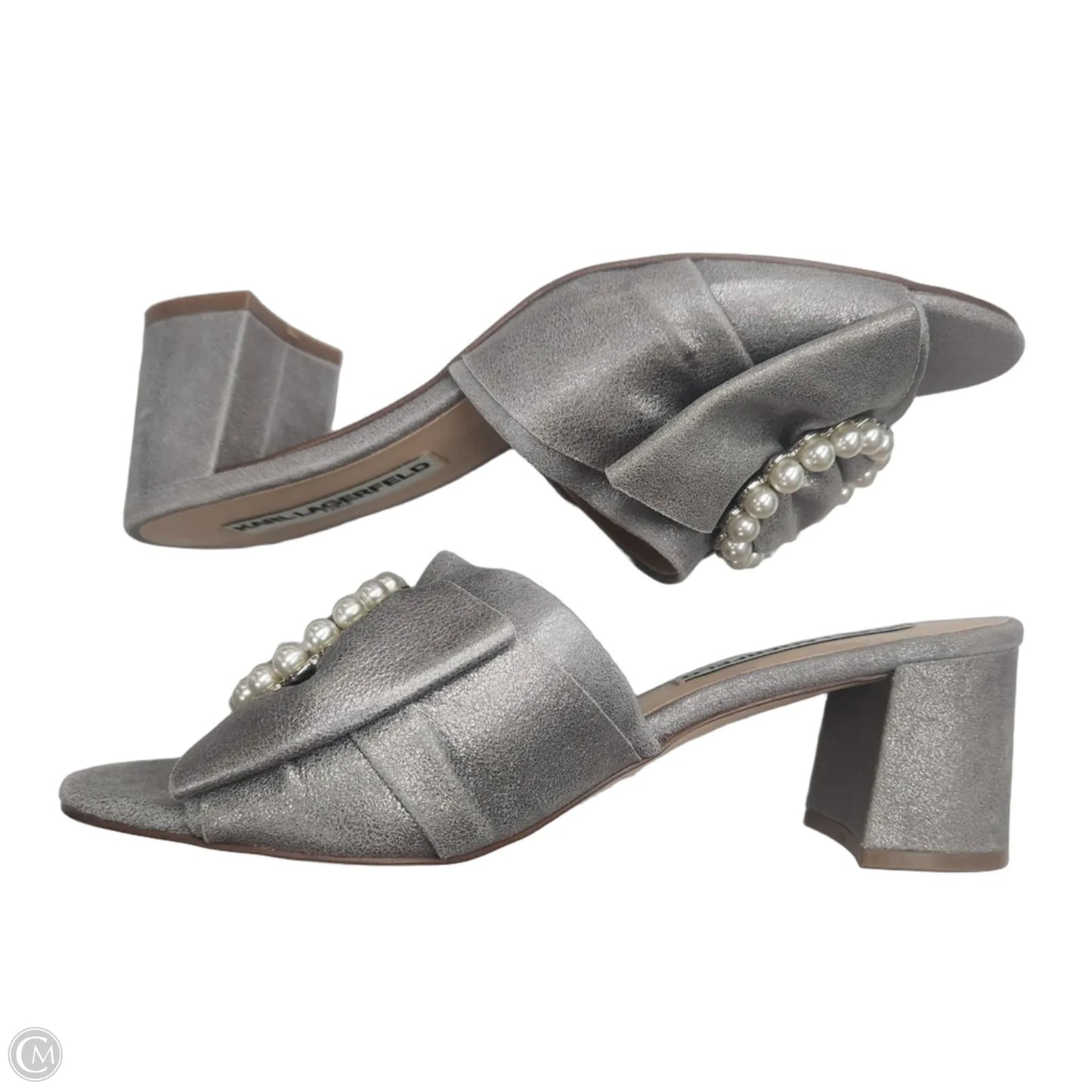 Sandals Designer By Karl Lagerfeld In Grey, Size: 7