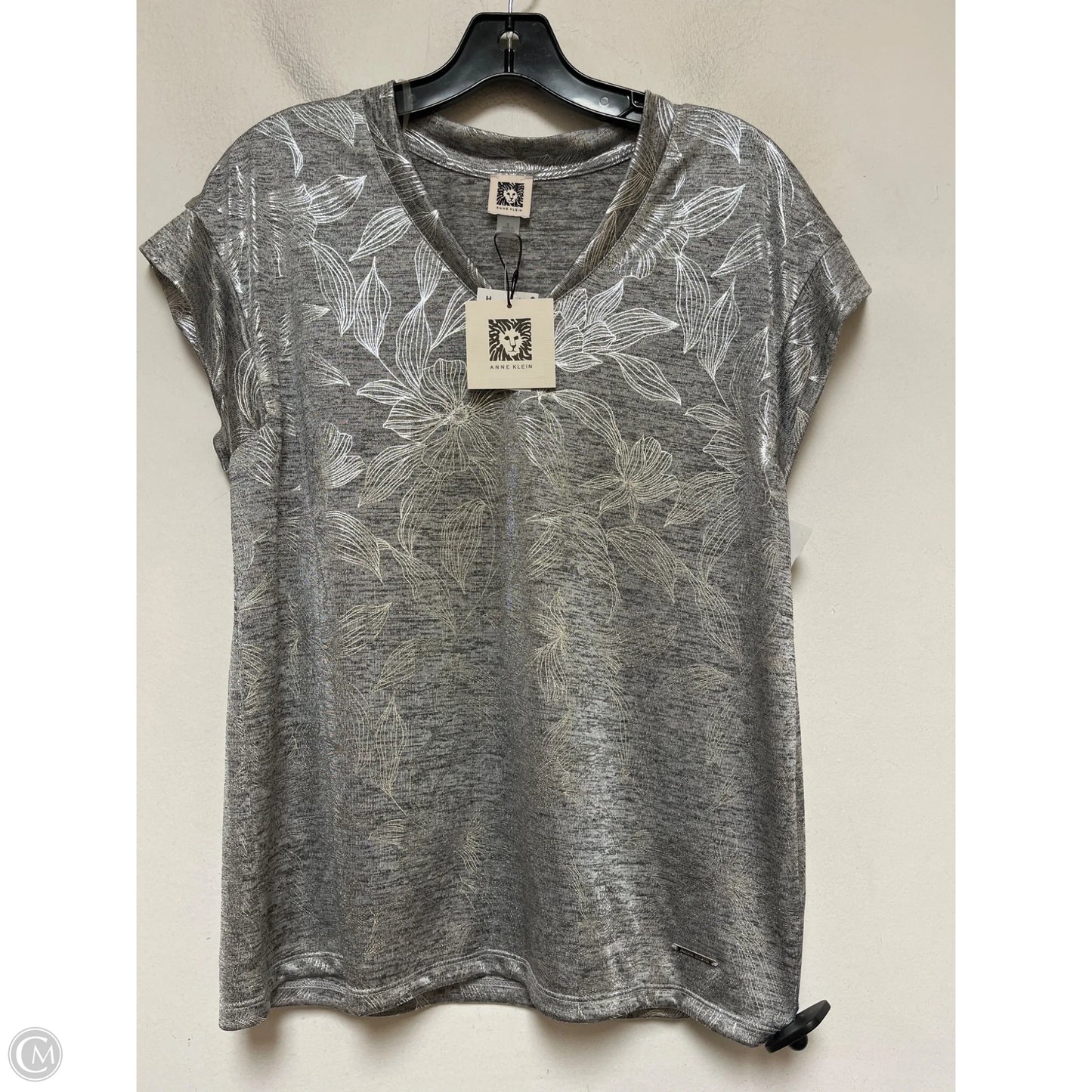 Top Short Sleeve By Anne Klein In Silver, Size: S