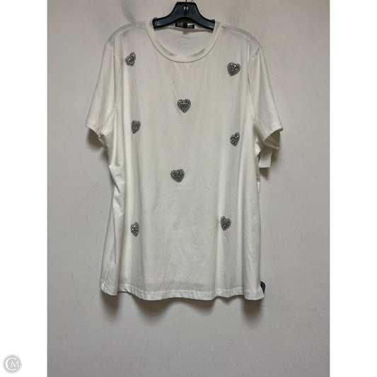 Top Short Sleeve By Clothes Mentor In Silver & White, Size: 2x