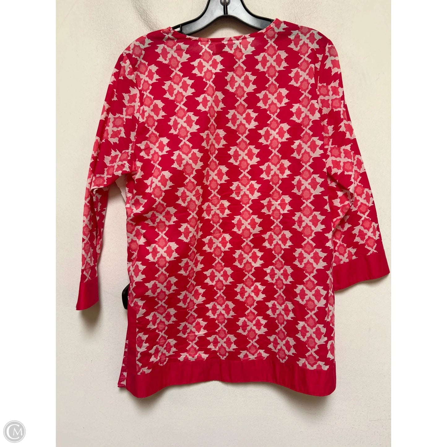 Top Short Sleeve By Caribbean Joe In Pink & White, Size: M