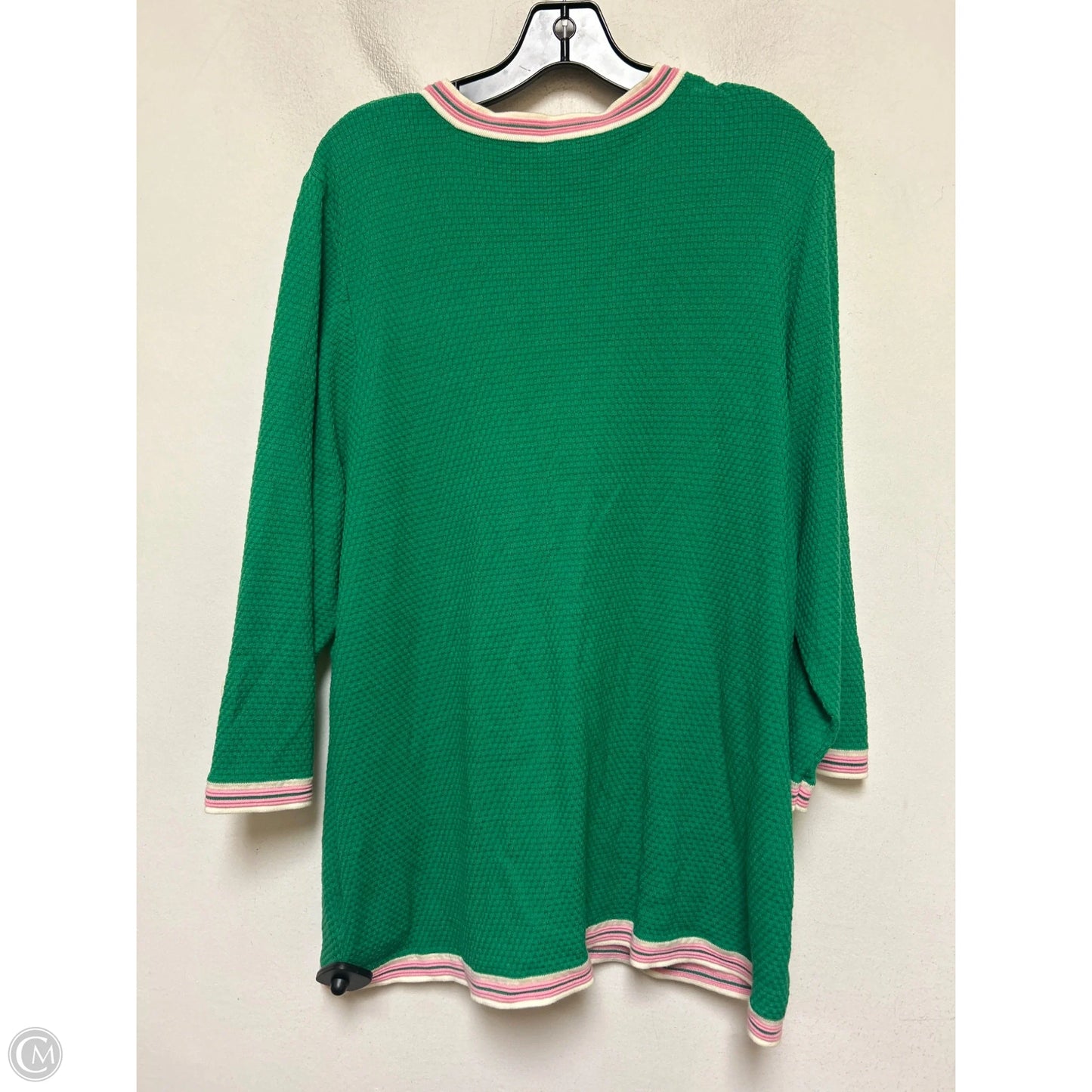Sweater Cardigan By Talbots In Green & Pink, Size: 2x