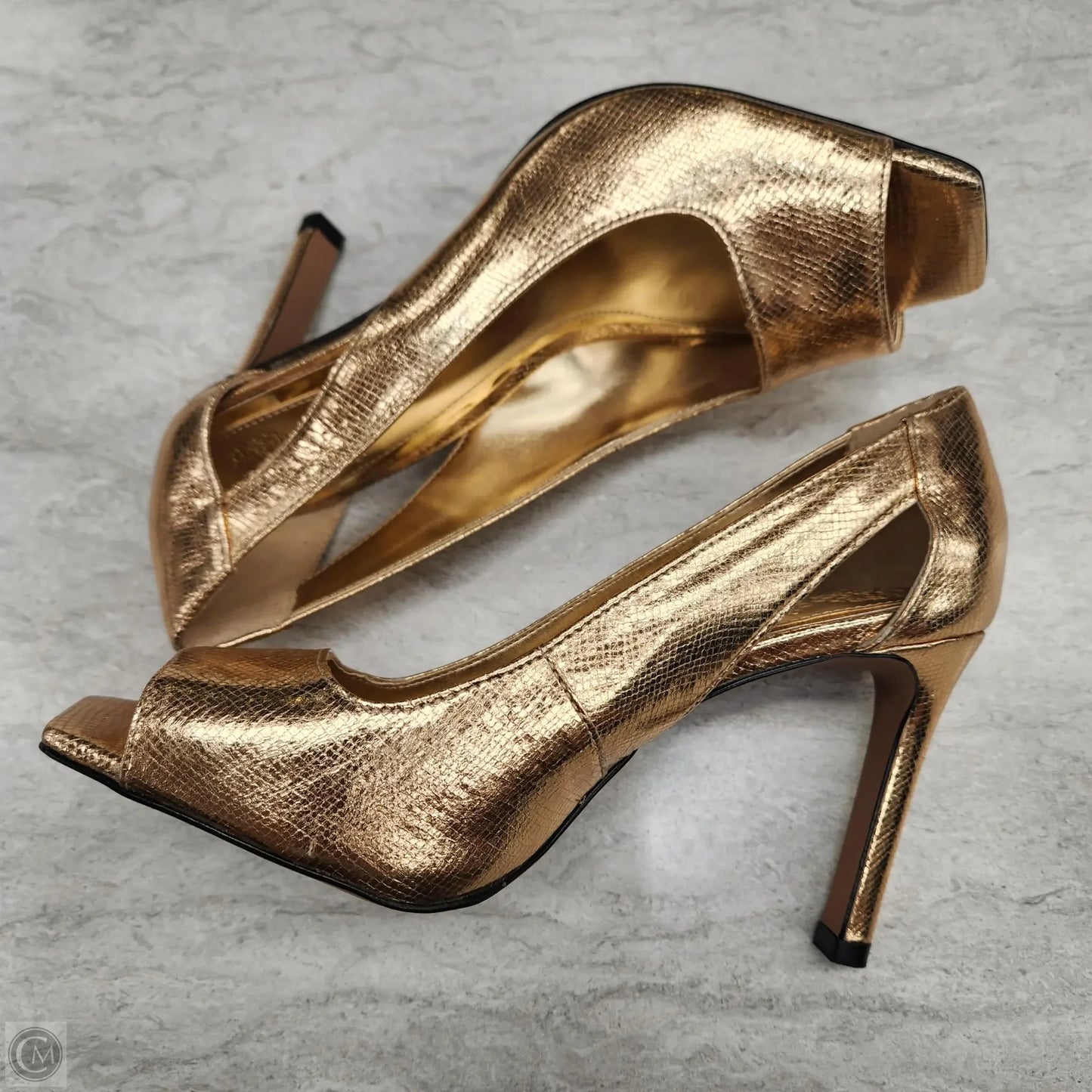 Sandals Heels Stiletto By Vince Camuto In Gold, Size: 7.5