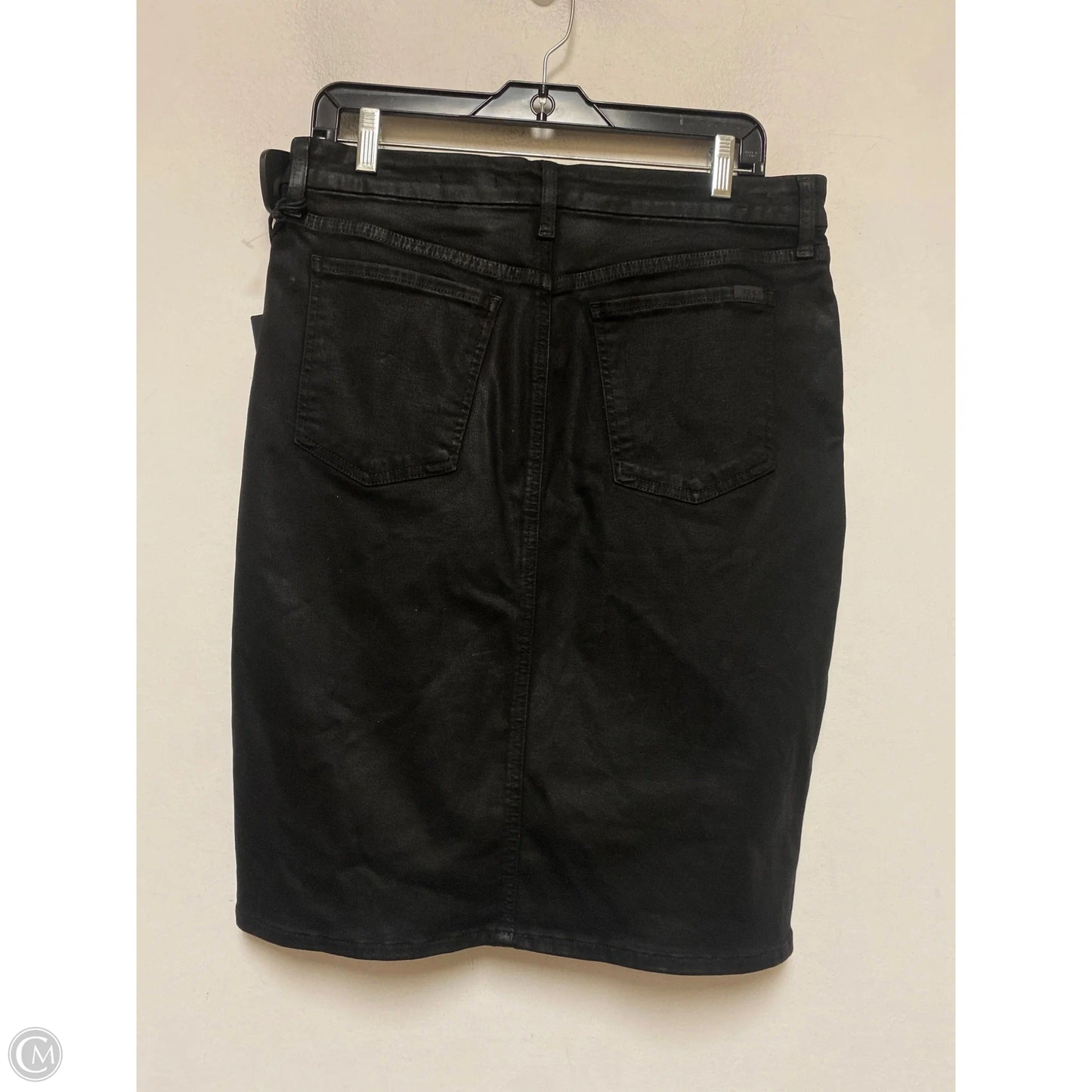 Skirt Midi By 7 For All Mankind In Black Denim, Size: 10