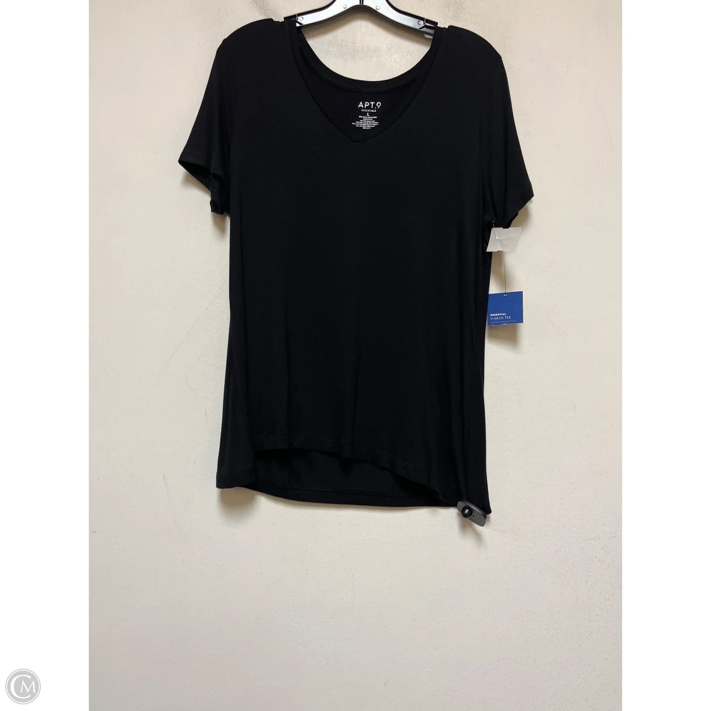 Top Short Sleeve Basic By Apt 9 In Black, Size: L