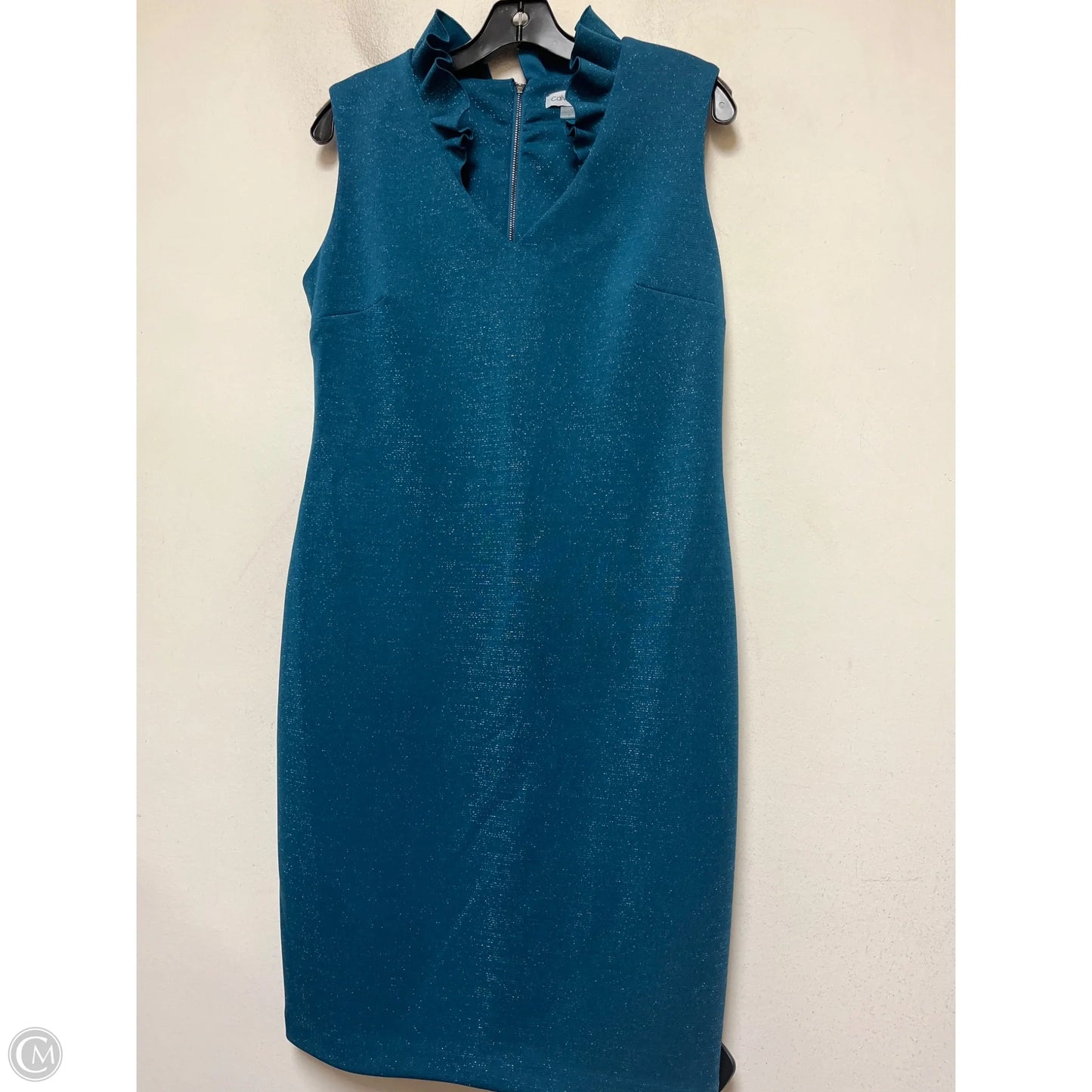 Dress Casual Short By Calvin Klein In Teal, Size: L