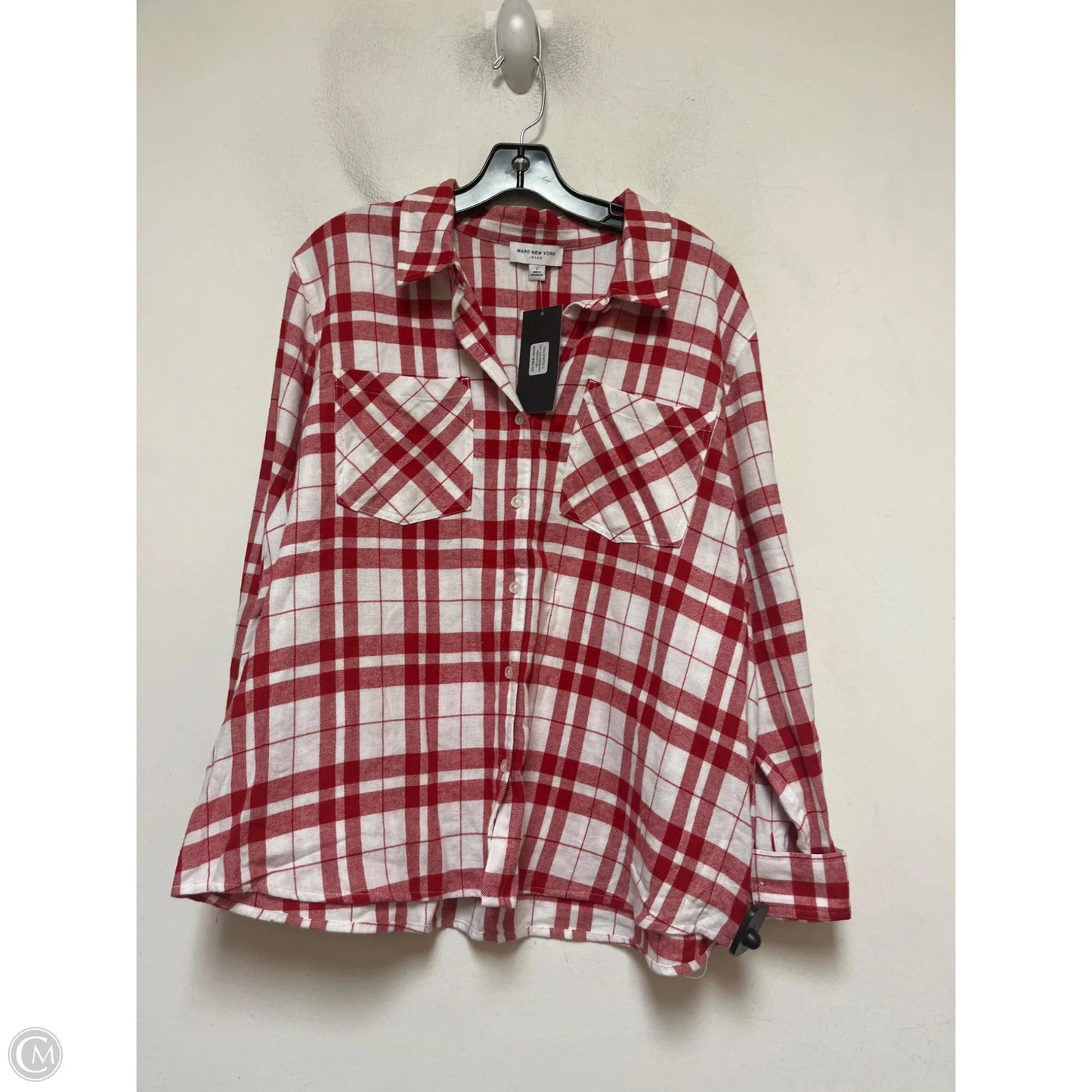Top Long Sleeve By Marc New York In Plaid Pattern, Size: L