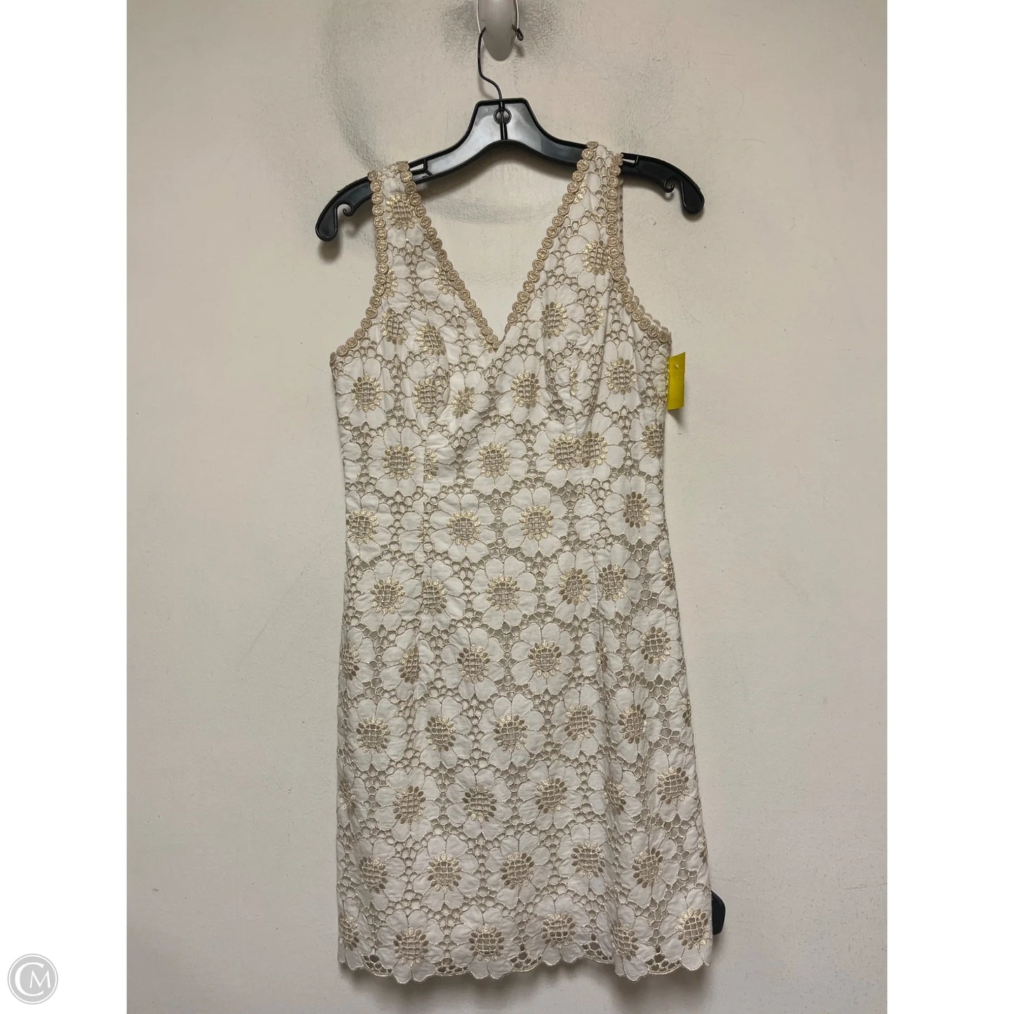 Dress Designer By Lilly Pulitzer In Gold & White, Size: Xs