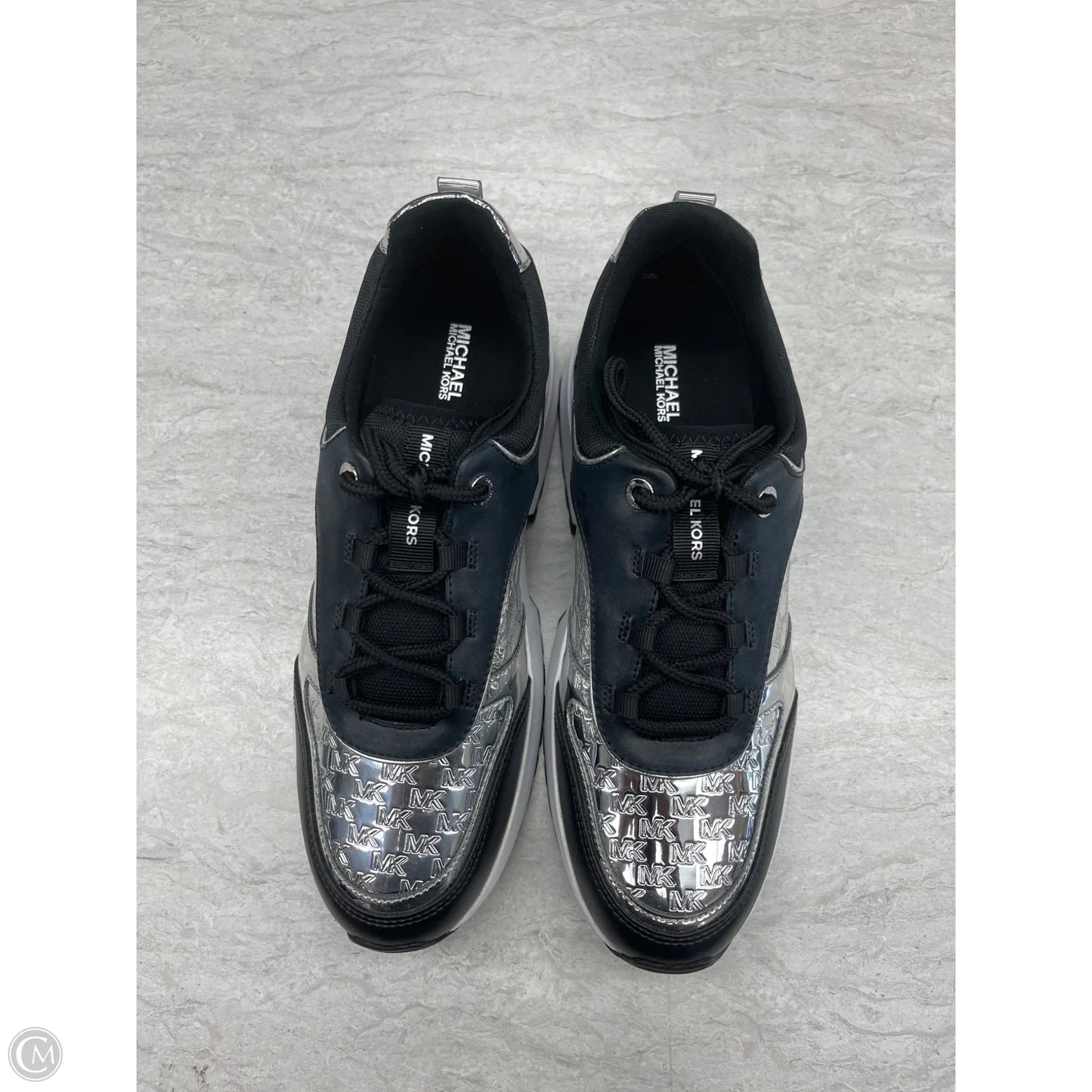 Shoes Sneakers By Michael By Michael Kors In Black & Silver, Size: 9