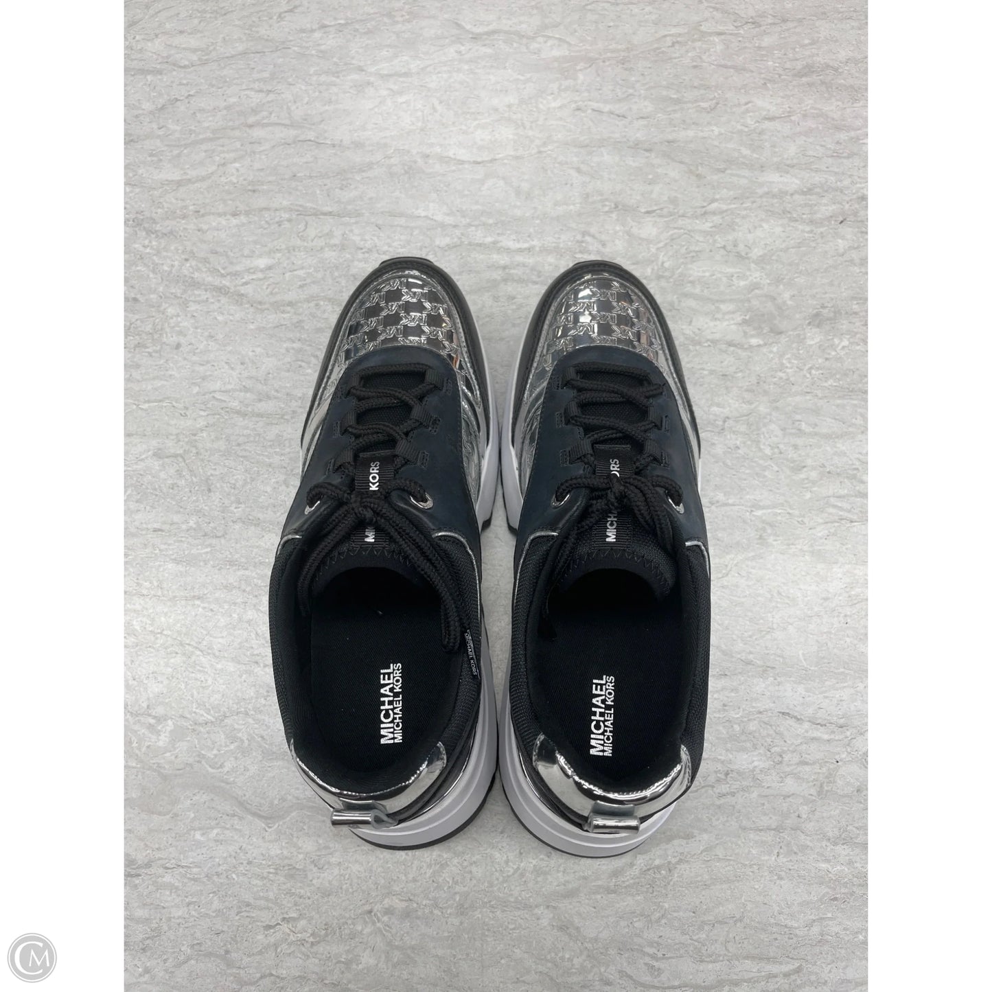 Shoes Sneakers By Michael By Michael Kors In Black & Silver, Size: 9