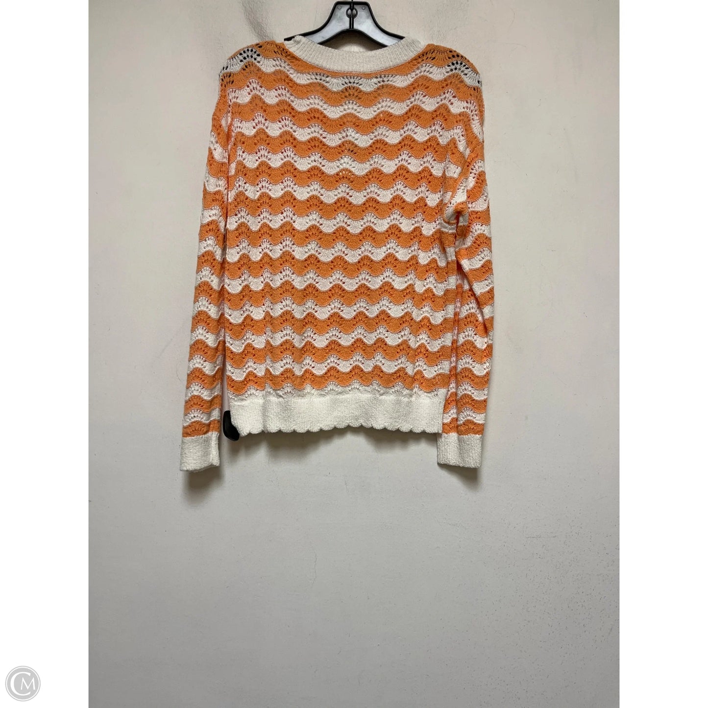Top Long Sleeve By Loft In Cream & Orange, Size: Xs