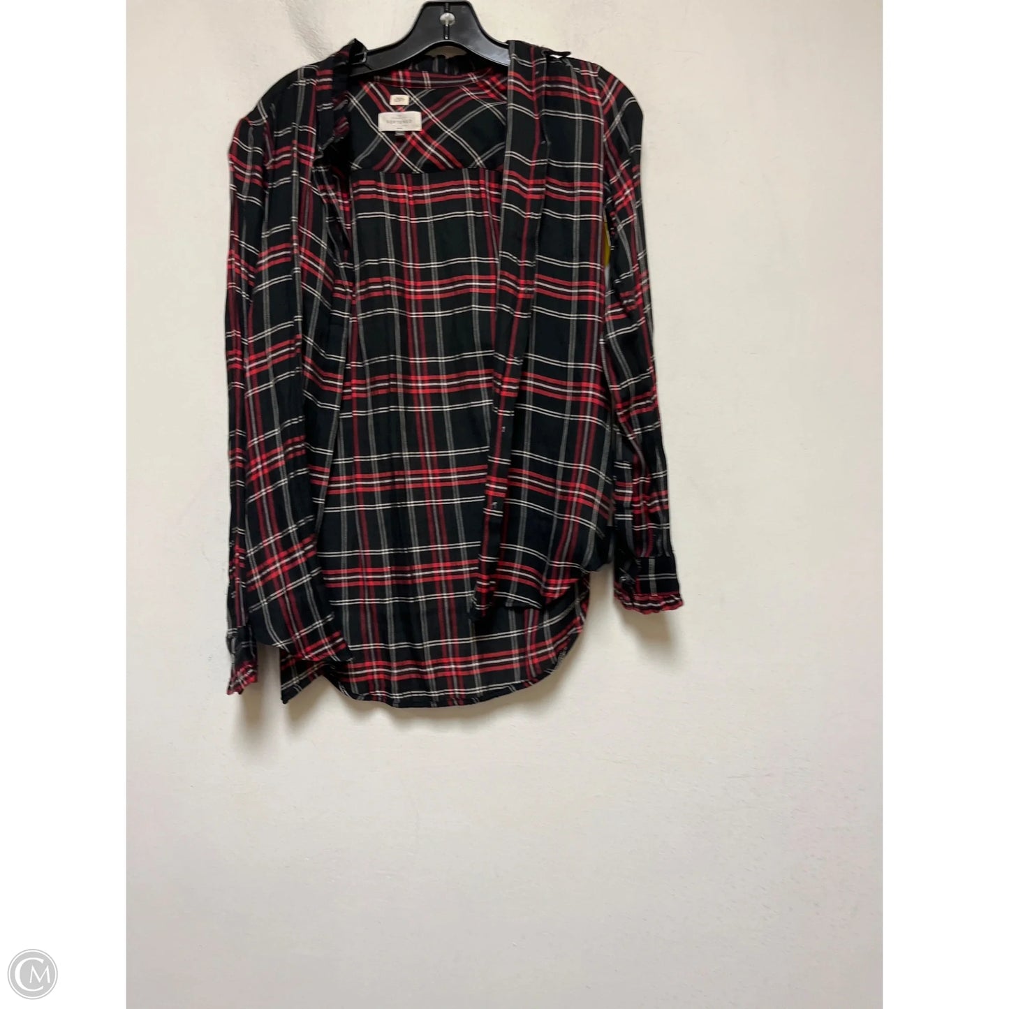 Top Long Sleeve By Loft In Plaid Pattern, Size: Xxs