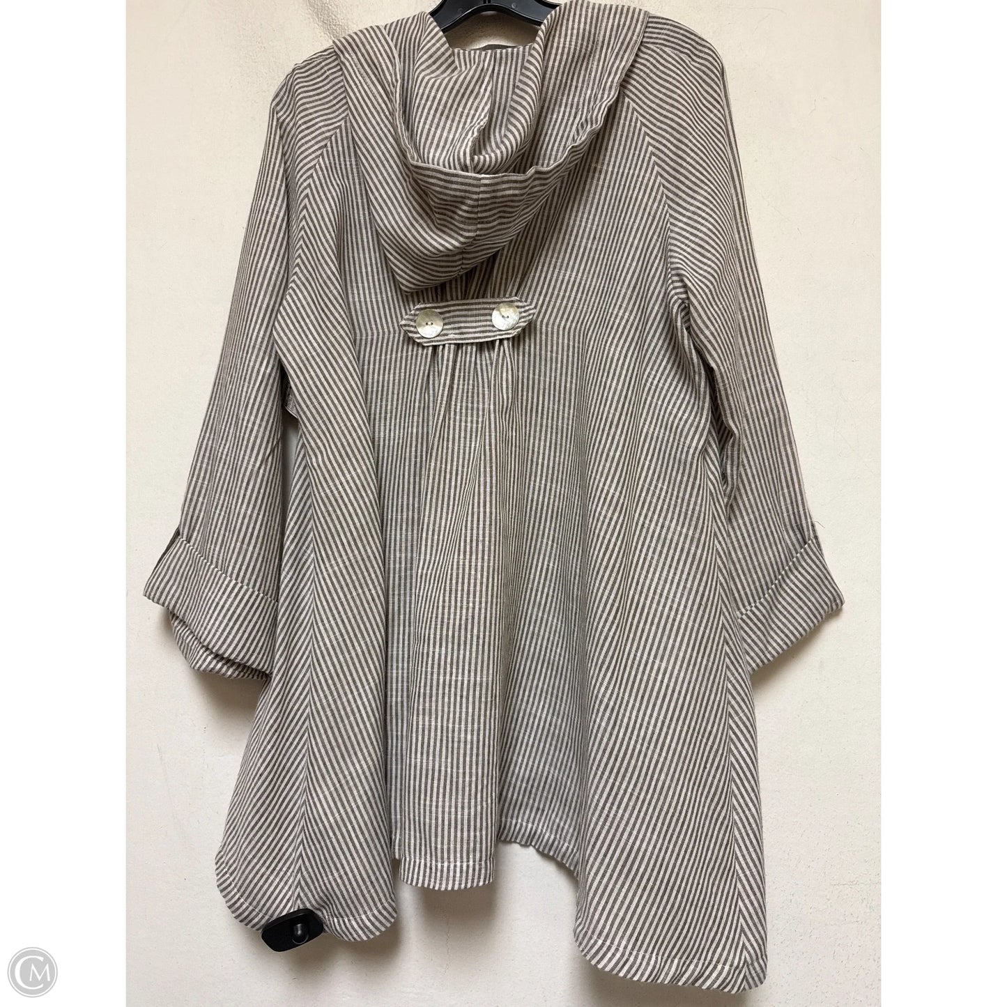Jacket Shirt By Jones And Co In Striped Pattern, Size: L