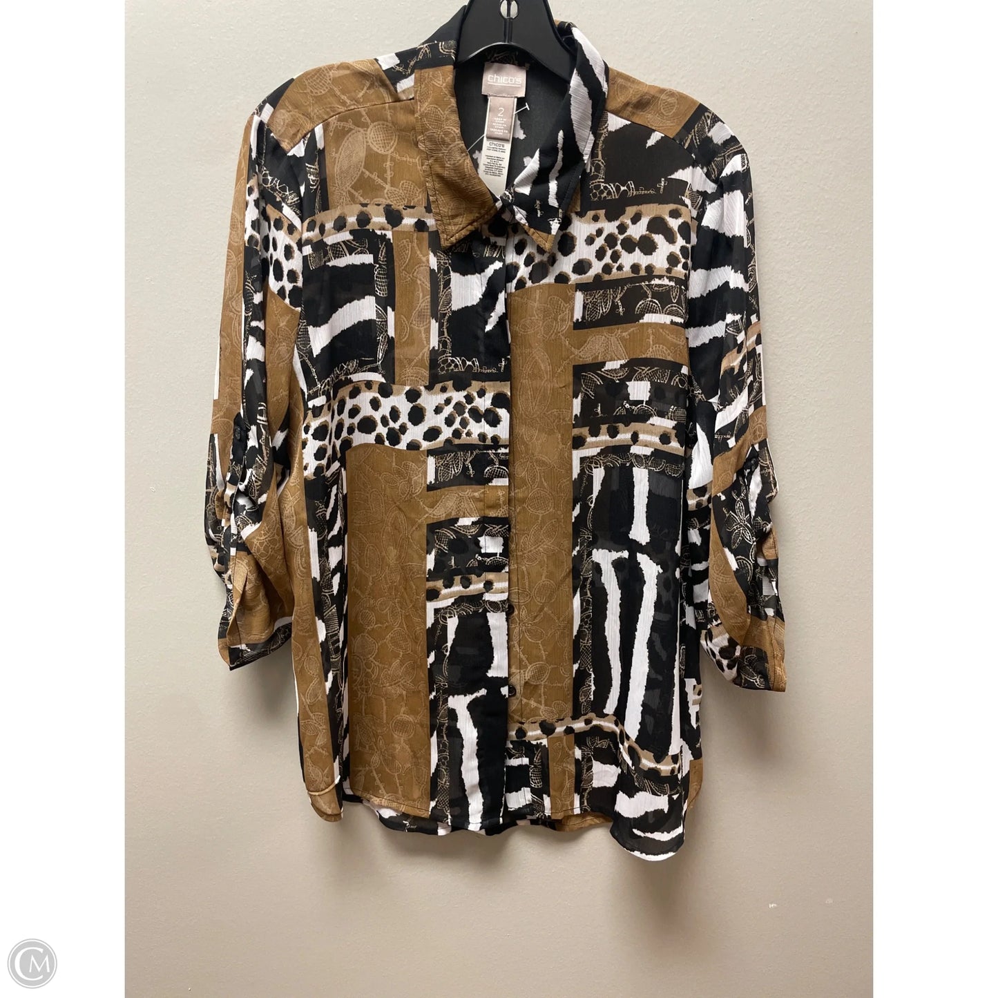 Top Long Sleeve By Chicos In Animal Print, Size: L