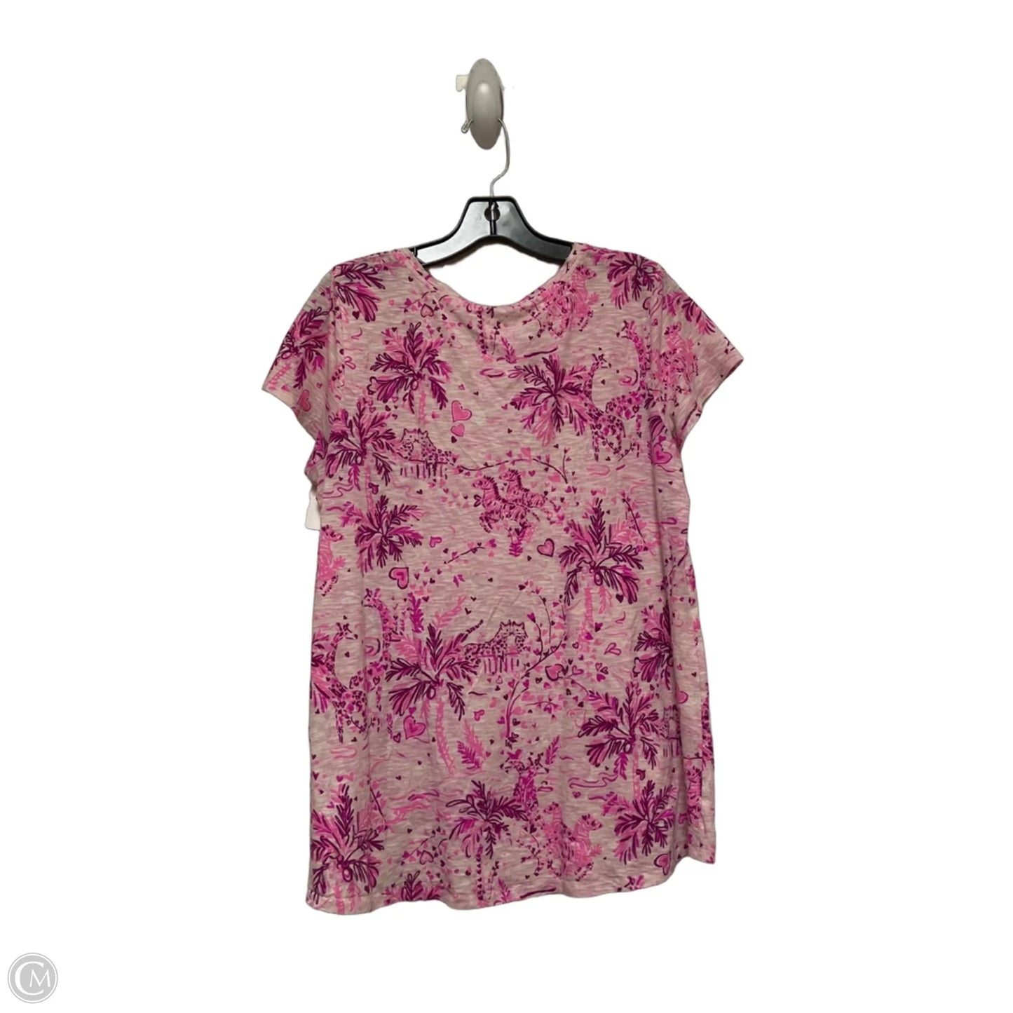 Top Short Sleeve Designer By Lilly Pulitzer In Pink & Purple, Size: M