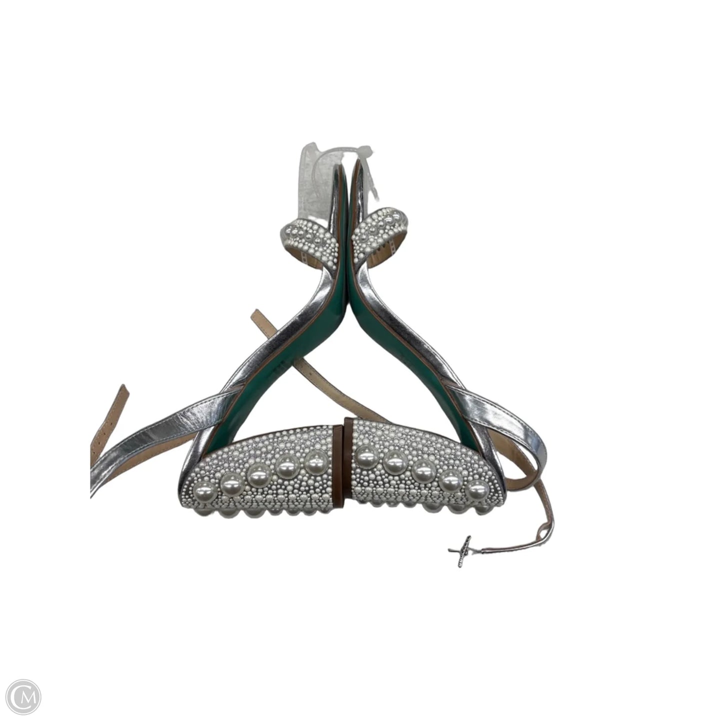 Sandals Heels Block By Betsey Johnson In Silver, Size: 9.5