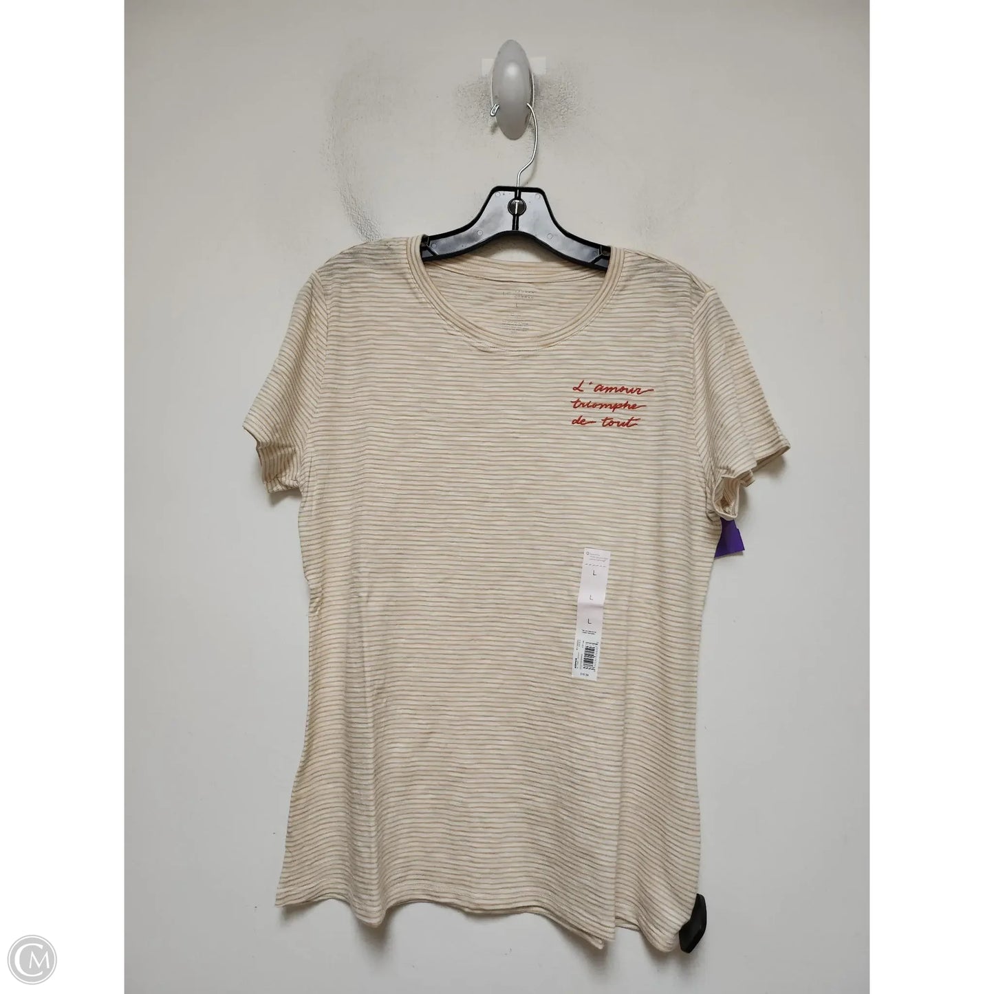 Top Short Sleeve Basic By Lc Lauren Conrad In Striped Pattern, Size: L