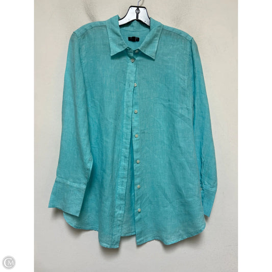 Top Long Sleeve By Talbots In Aqua, Size: Lp