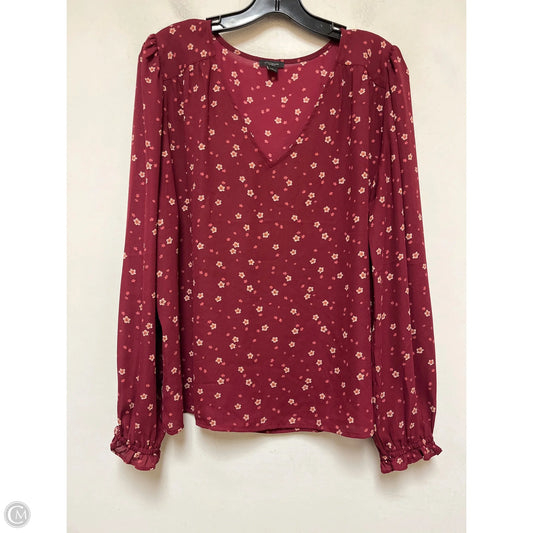 Top Long Sleeve By Ann Taylor In Maroon, Size: L