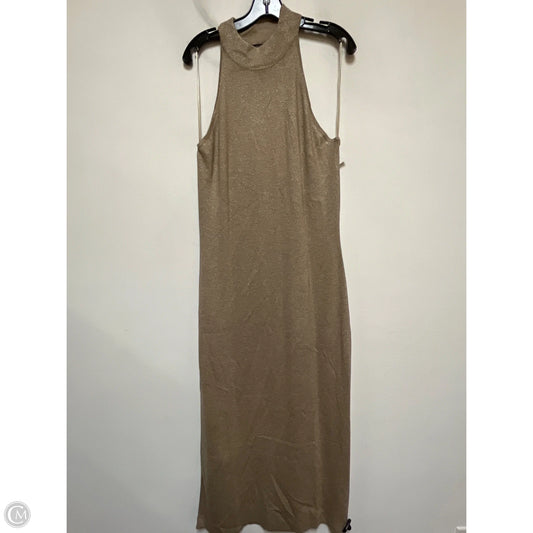 Dress Casual Midi By Banana Republic In Gold & Tan, Size: L