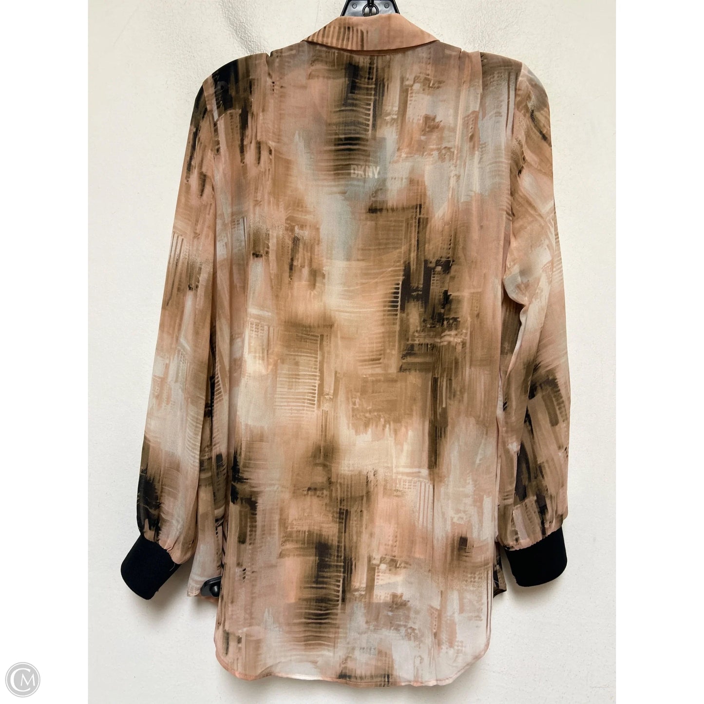 Top Long Sleeve By Dkny In Black & Pink, Size: M
