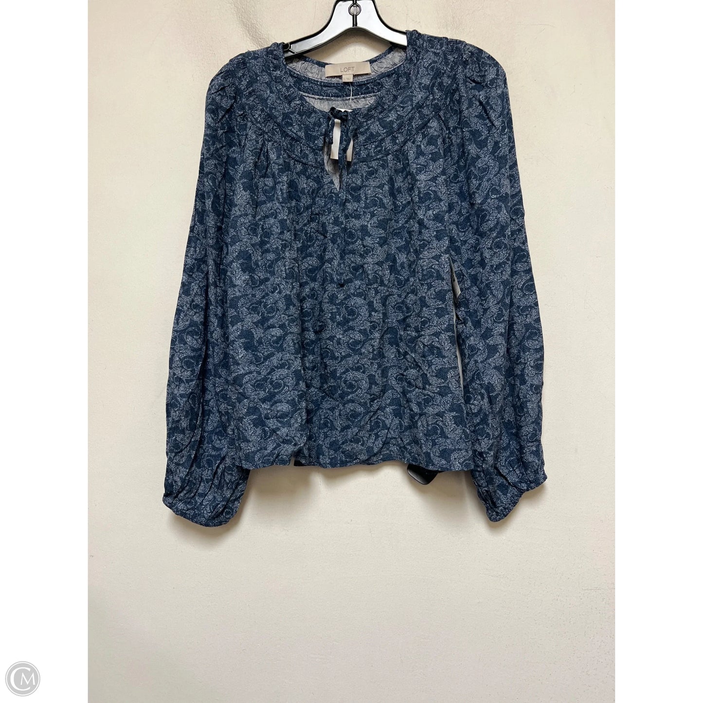 Top Long Sleeve By Loft In Blue & White, Size: L