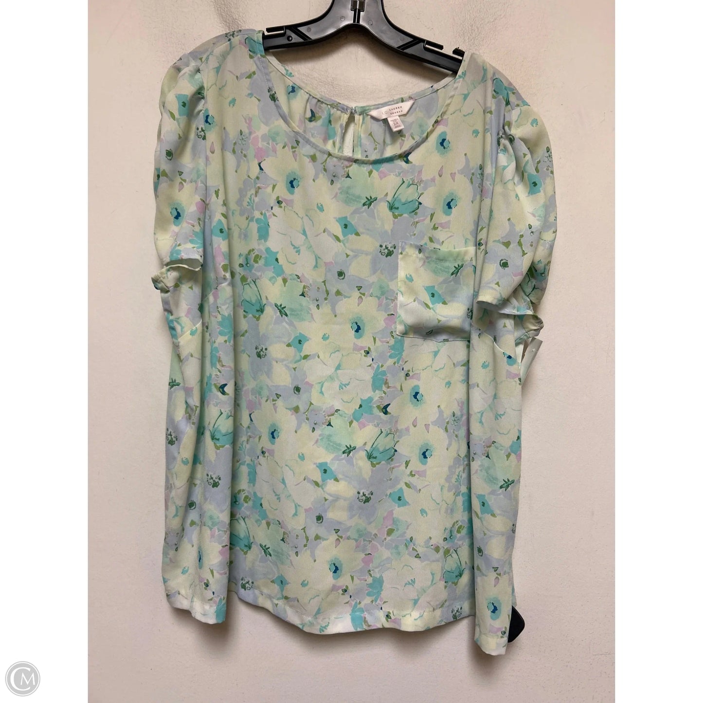 Top Short Sleeve By Lc Lauren Conrad In Floral Print, Size: 2x