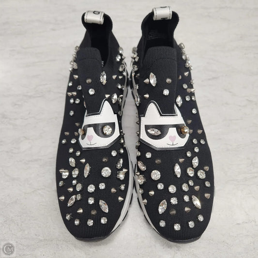 Shoes Designer By Karl Lagerfeld In Black & Silver, Size: 10