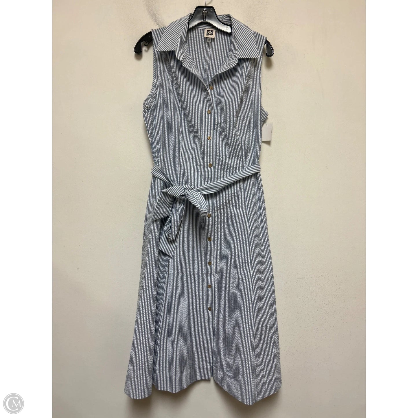 Dress Casual Midi By Anne Klein In Striped Pattern, Size: L